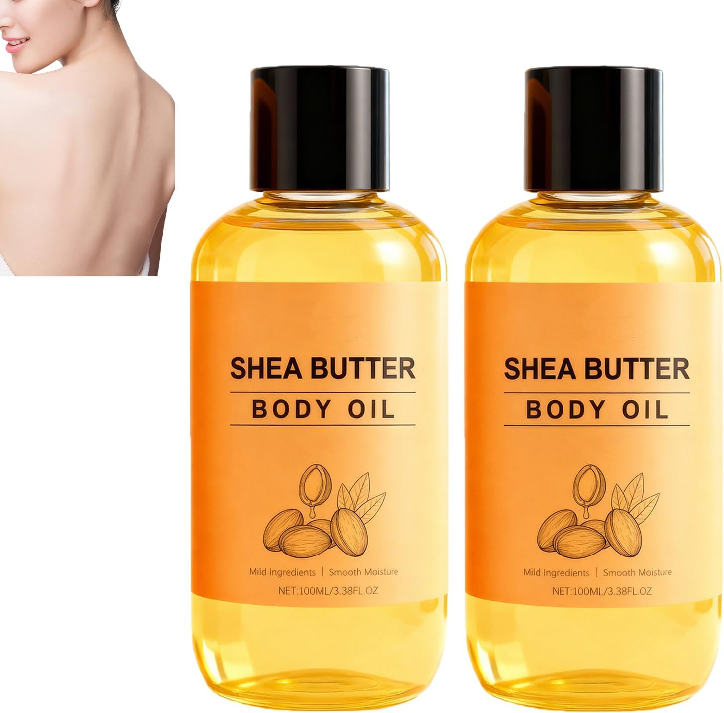 Shea Butter Body Oil, Deeply Moisturizing & Hydrating Body Oil for Sensitive and Dry Skin, Nourishing and Soothing Damaged Skin, Long Lasting Refreshing Non-Greasy (1Pcs)