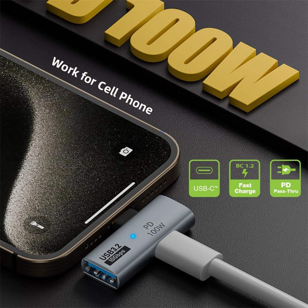 Xiwai 2-In-1 USB-C Type-C to USB 3.0 Female Power Adapter with 100W Charging Port 10Gbps OTG Converter Laptop Tablet Phone image number 2