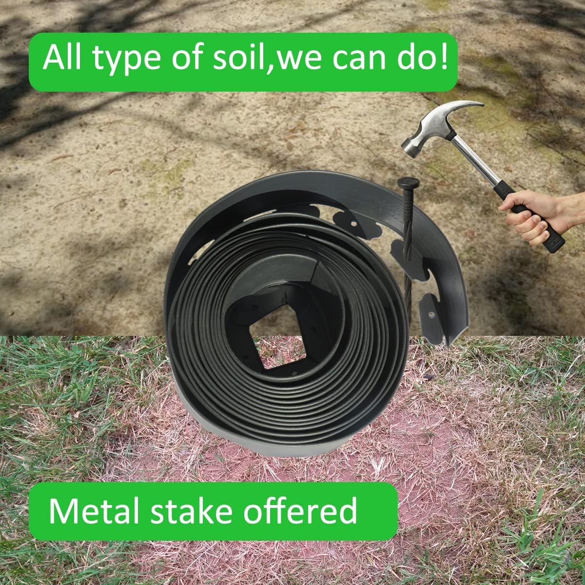 Garden Edge Landscape Edging Border No Dig, Mulch Border, Rubber Landscaping Edging, Flower Bed Edging Borders, Plastic Landscape Edging Kit, Yard Edging Borders (Black-33Feet-Tall Wall) - Black-33Feet-Tall Wall image number 3