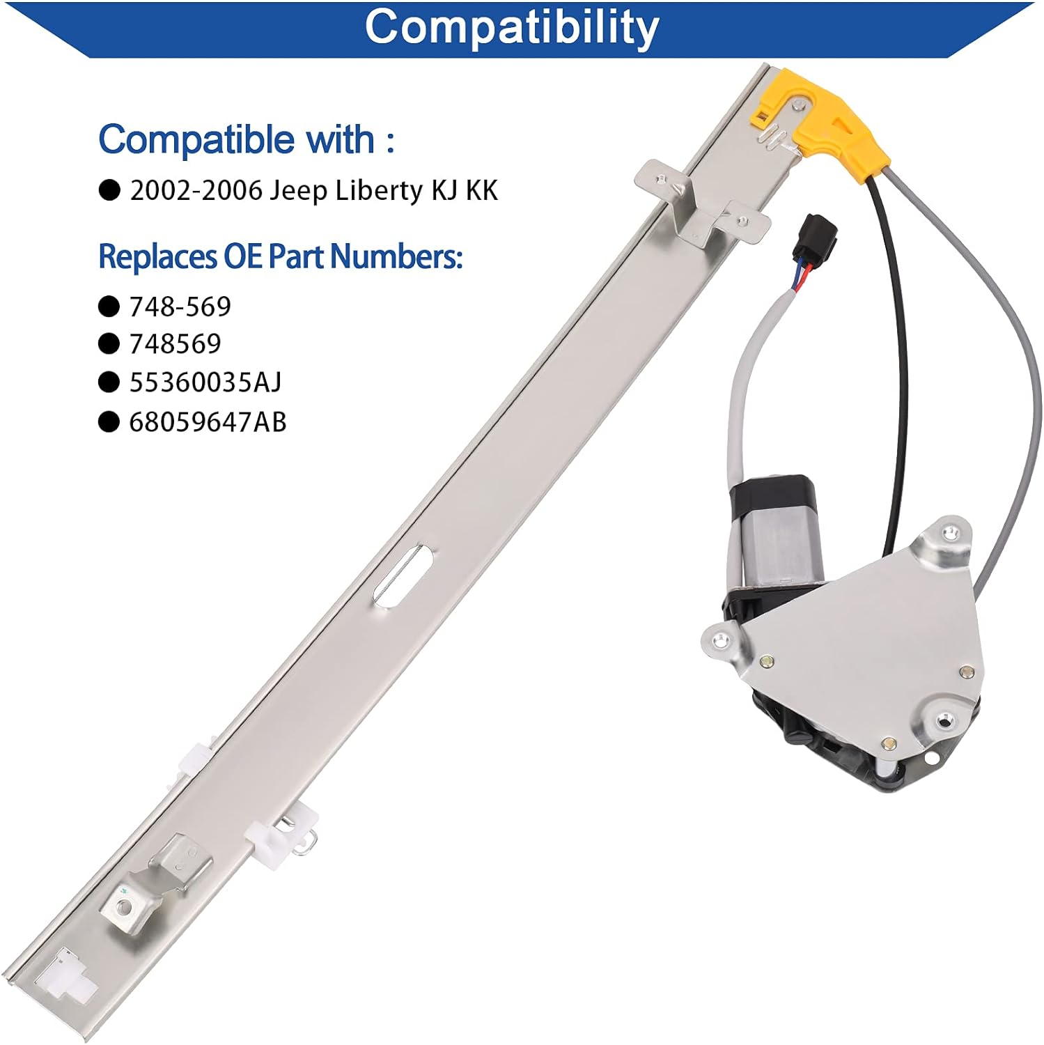 Obaee 748-569 Rear Left Driver Side Power Window Lift Regulator and Motor Assembly Compatible with Jeep Liberty KJ KK 2002-2006, Replace OE 68059647AB image number 2