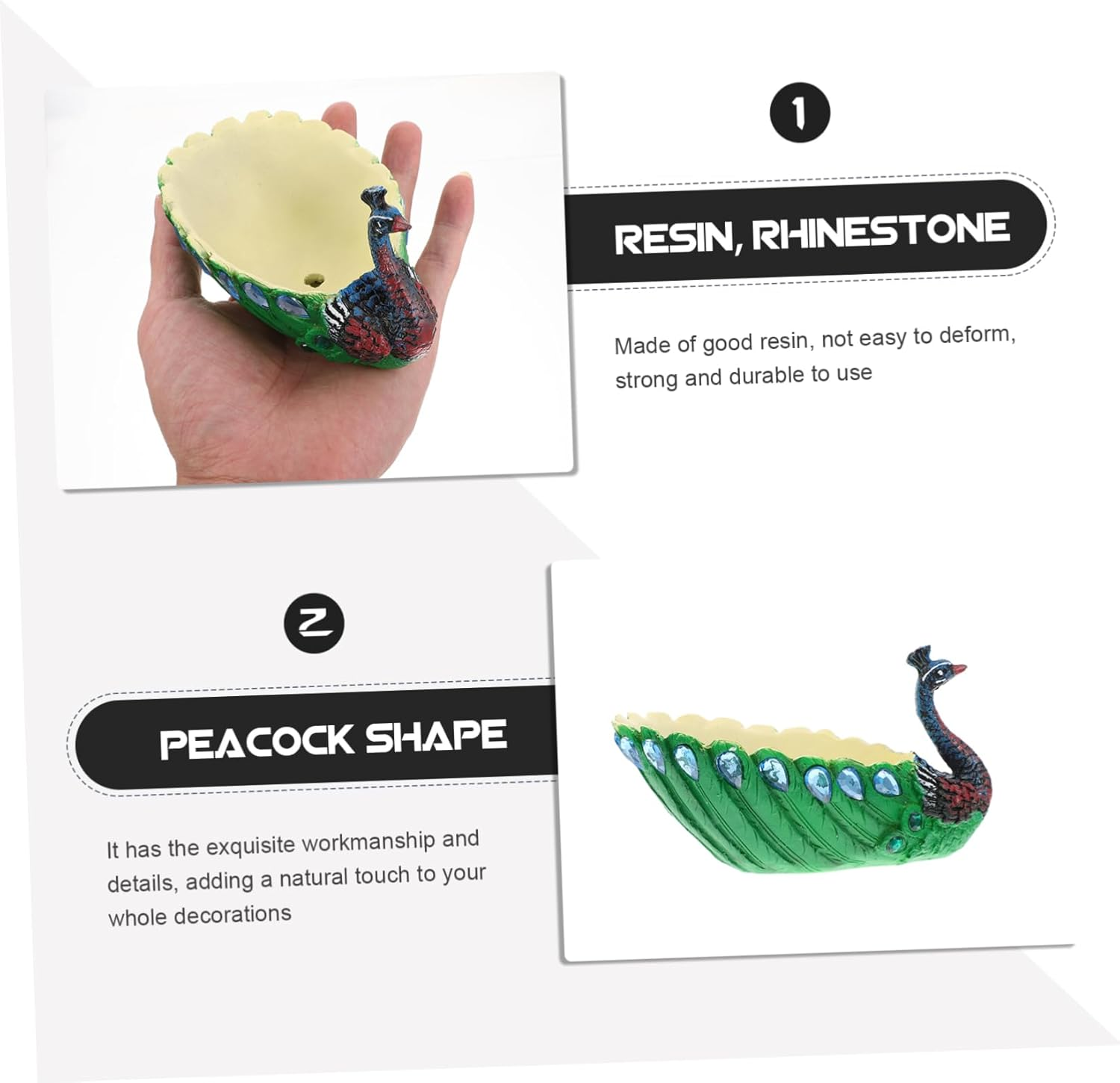 BESPORTBLE Peacock Ornament Resin Craft Desktop Sundries Container Small Succulent Pot for Peacocks Planter Gardening Flower Pot Use as Garden Ornaments Outdoor Decor Aesthetic image number 3