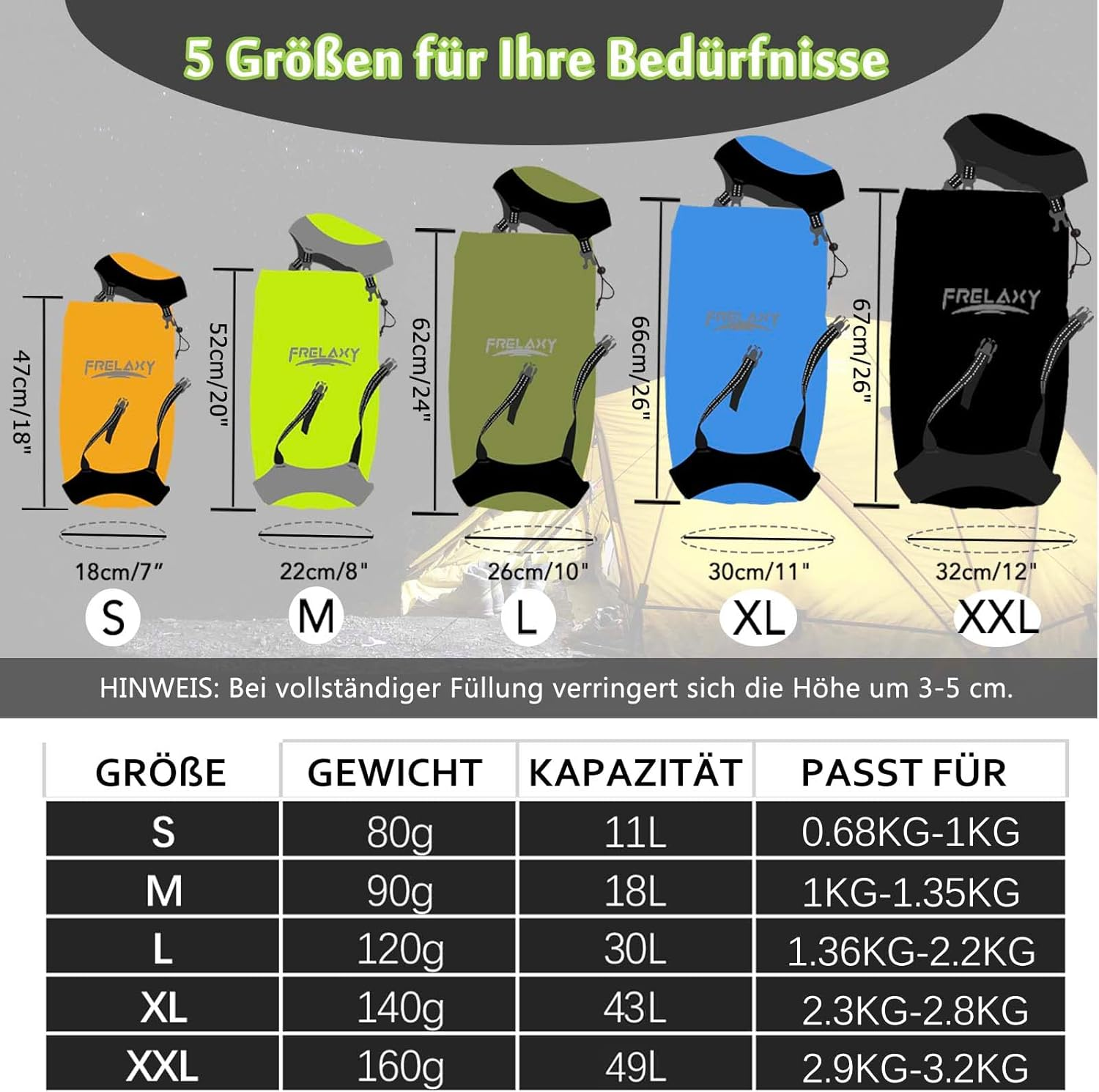 Frelaxy Compression Bag, 40% More Storage Space 11L/18L/30L/43L/49L Waterproof & Ultralight Storage Bag for Sleeping Bag - Space-Saving Equipment for Camping, Hiking, Travel image number 4