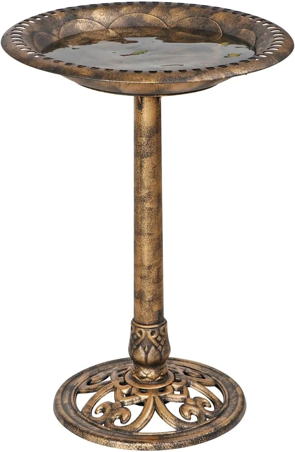 Birdbath Feeder Station Outdoor Pedestal Garden Yard D&eacute;cor Bird Bath Water Tray Bronze image number 4