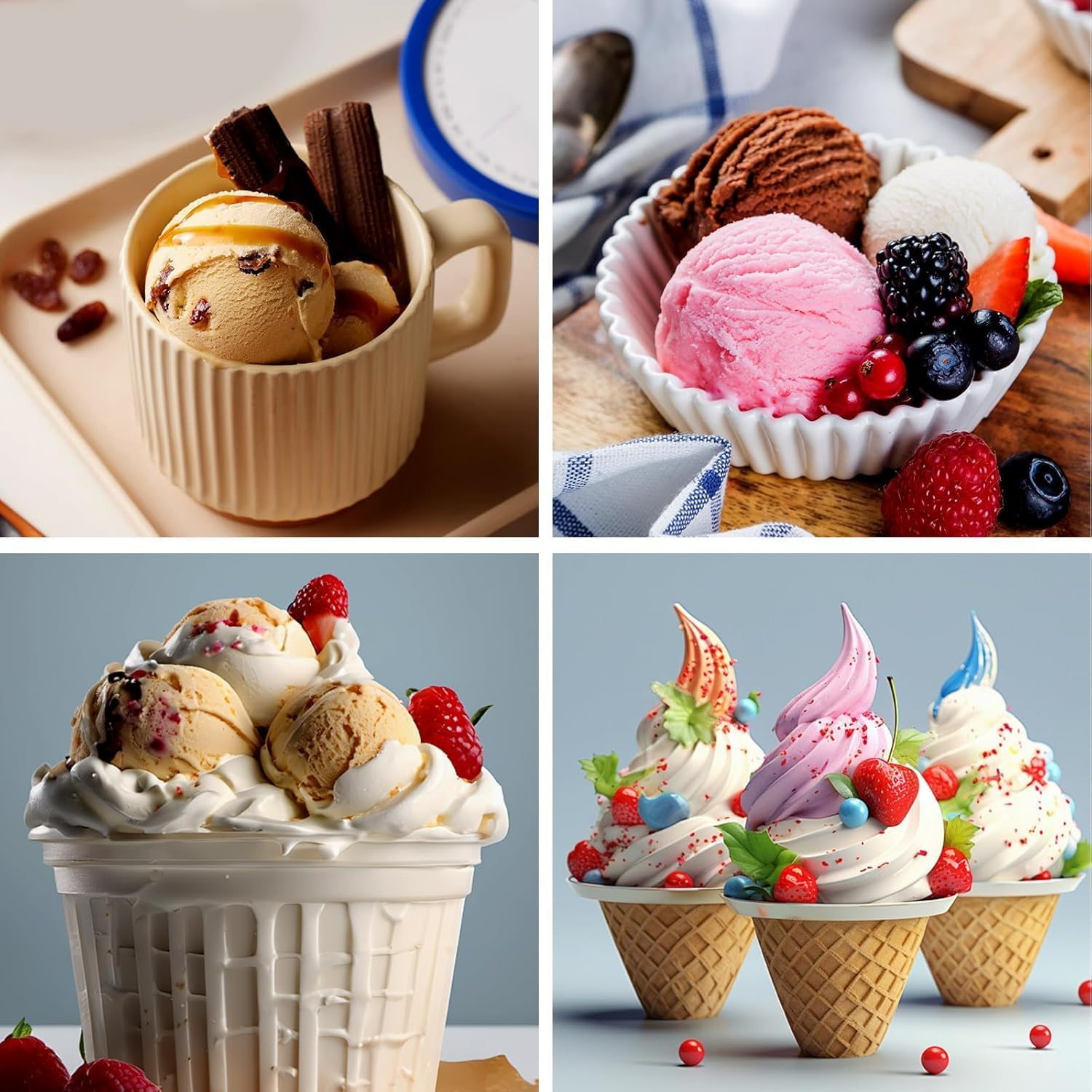 4 Pack Creami Pints and Lids for Ninja, for NC501 NC500 Creamy Icecream Containers Cups Jars Tubs Canisters Set, Smoothie Pot Compatible with NC501 NC500 Series Creamer Ice Cream Maker Machinease. image number 2