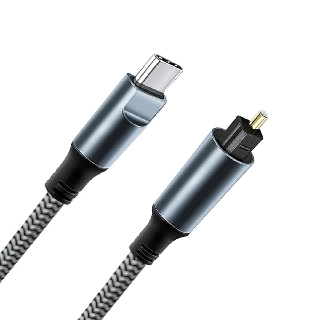 Hexchuang USB C to Toslink Optical Audio Cable Braided USBC Male to SPDIF Port Male Fiber Optic Adapter Connector for Tv/Soundbar, Ps5,Speakers & Home Theater Systems (1.8M) image number 1