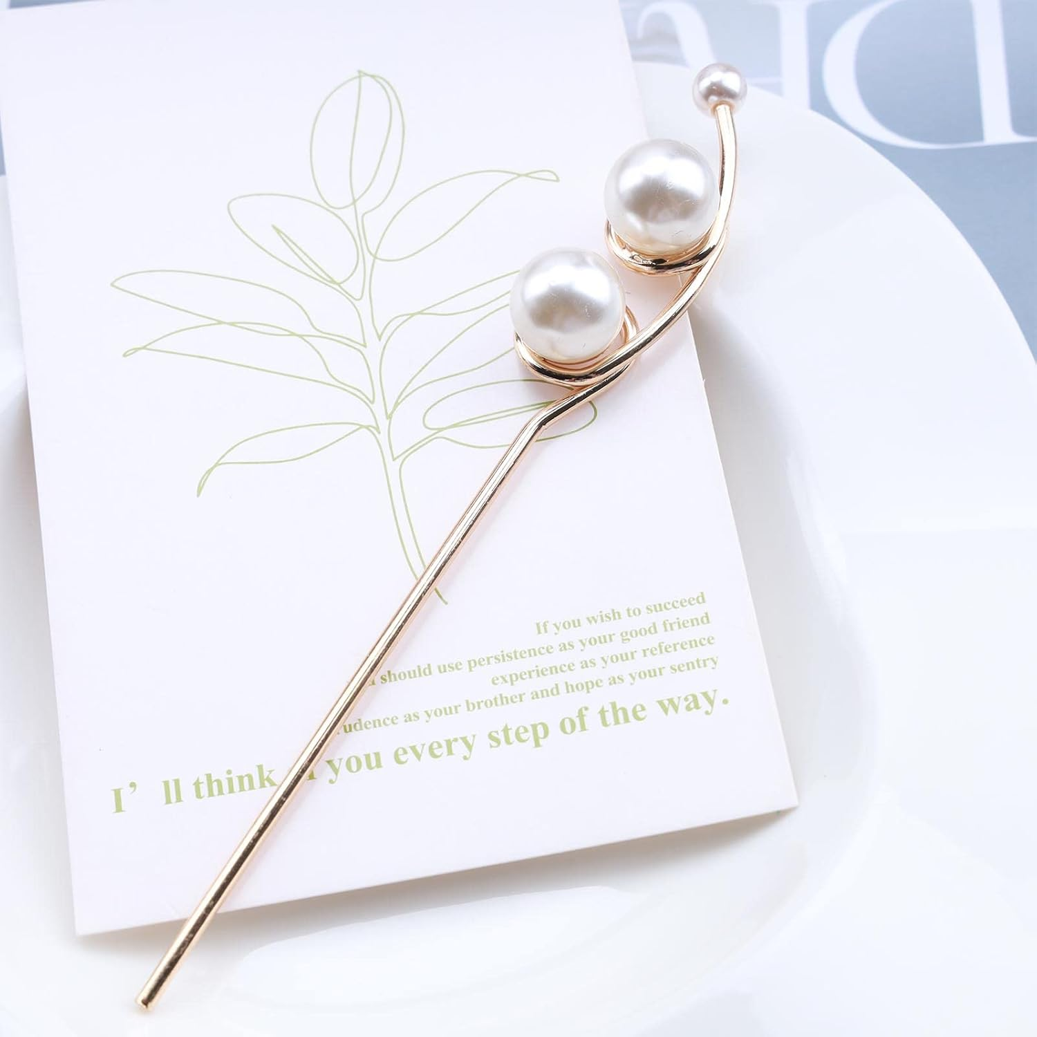 Inateannal Pearl Hair Pins for Styling Vintage Gold Plated Coiling Hair Sticks Imitation Pearl Hair Chopstick Hairpins Hair Accessories for Women Girls (One Large Pearl) image number 3
