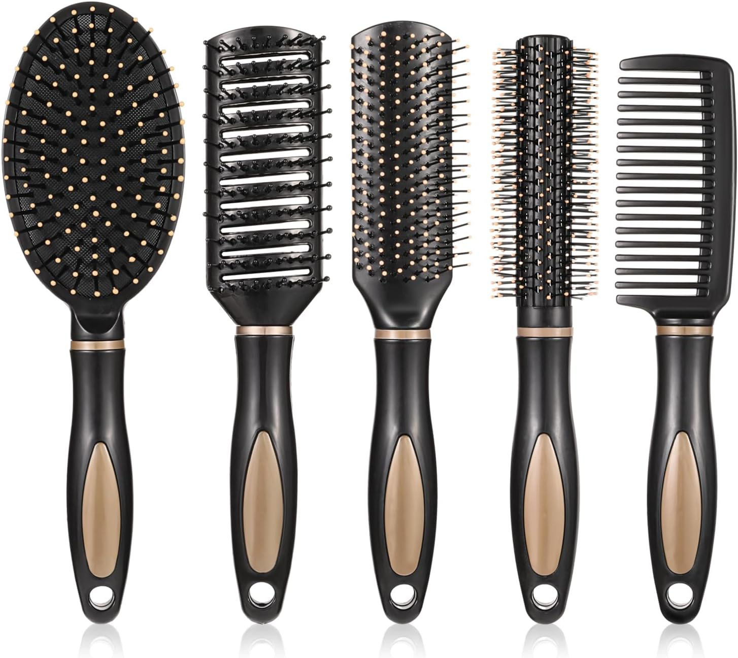 Dusaniyali 5 Piece Hair Brush Set Massage Hair Brushes Relaxing Brushes Bristles Comb Anti-Static Hair Brush Styling Brush for Women Men Children All Wet or Dry Hair