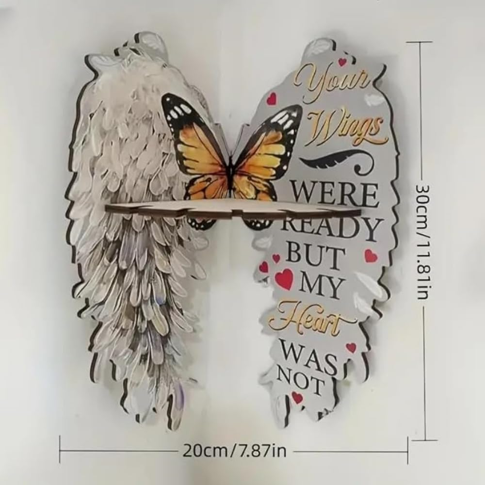 Wall Mounted Vintage Angel Wings Wooden Floating Corner Shelf, 1-Shelf, Bohemian Style(Light Gray, 30Cm) image number 5