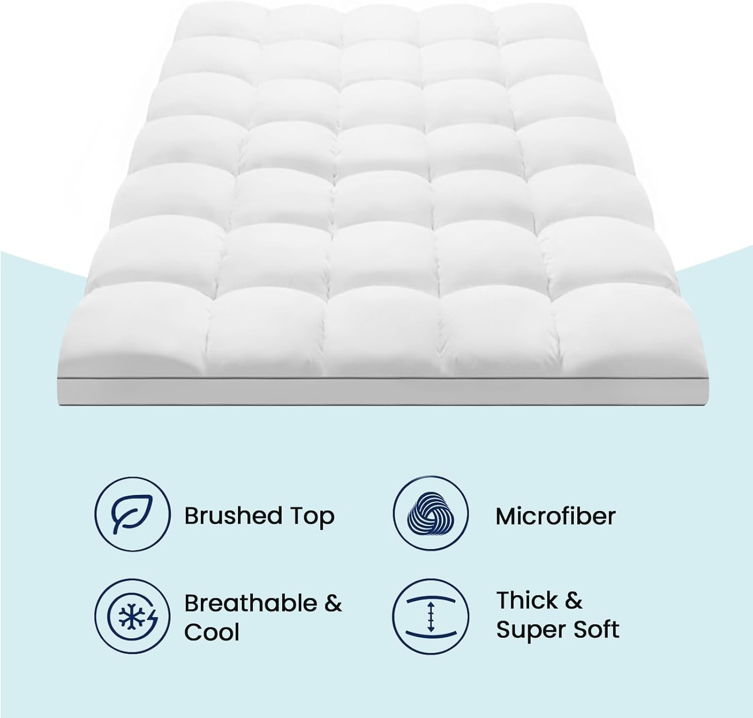 JINXIA Cooling Mattress Topper Queen for Back Pain, Extra Thick Mattress Pad Cover,Deep Elastic Pocket, Plush Pillow Top Overfilled with down Alternative, White image number 4