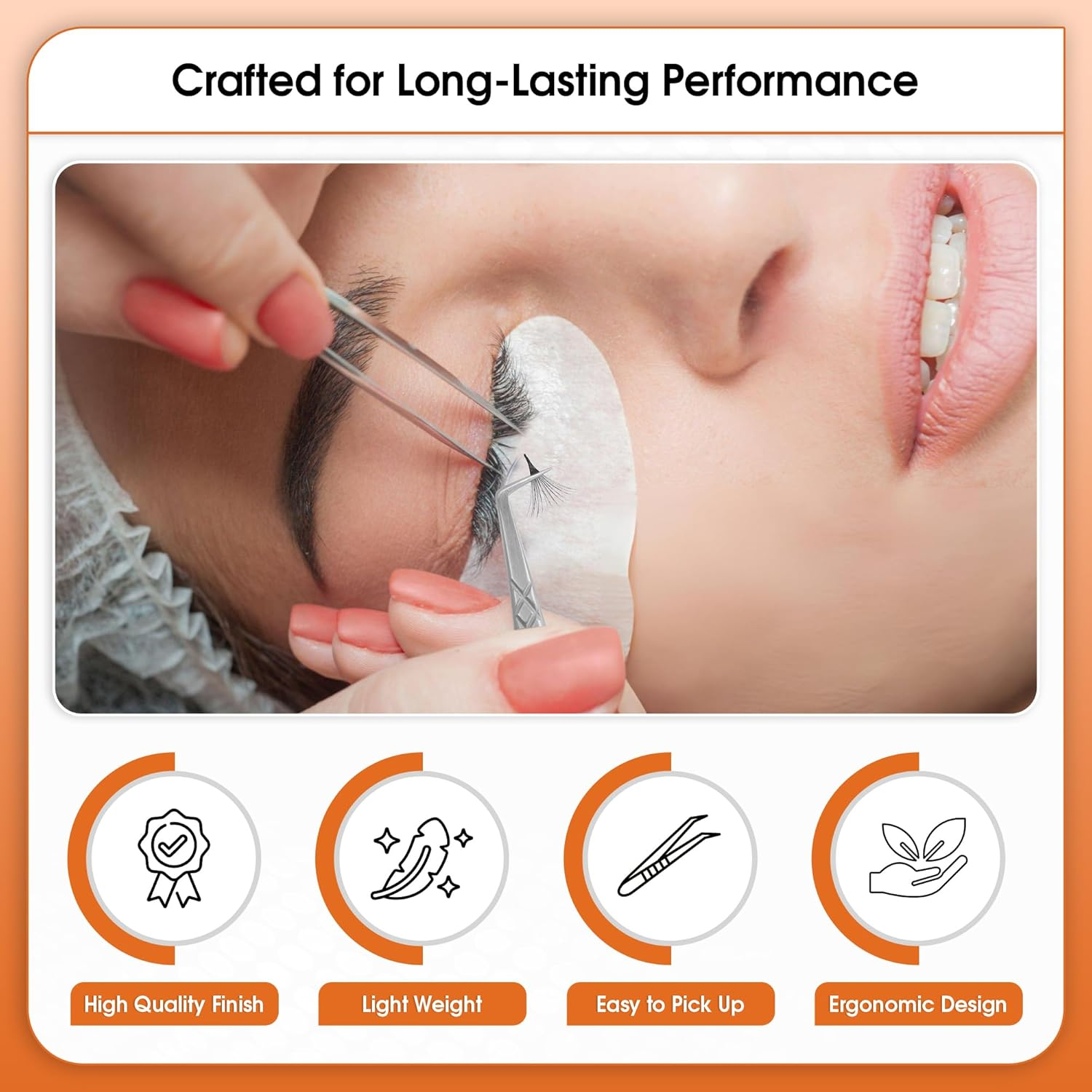 Glory 90 Degree Angle Lash Tweezers for Eyelash Extensions &ndash; Precision Fiber Tip Diamond Grip Stainless Steel Lash Tool for Mega Volume, Classic & Professional Lash Tech Supplies image number 6