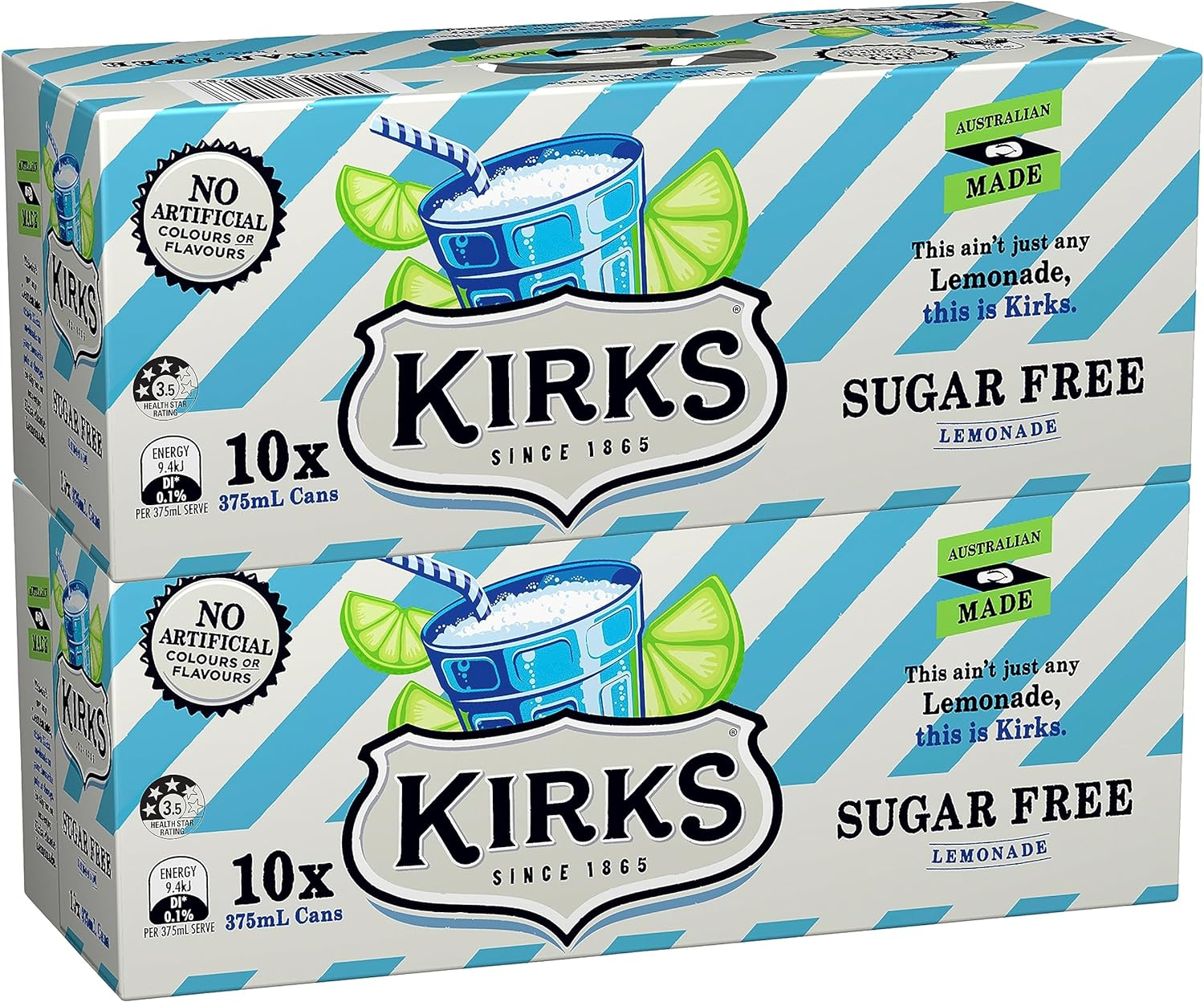 Kirks Lemonade Flavour Sugar Free Soft Drink Multipack Cans 20 X 375 Ml image number 5