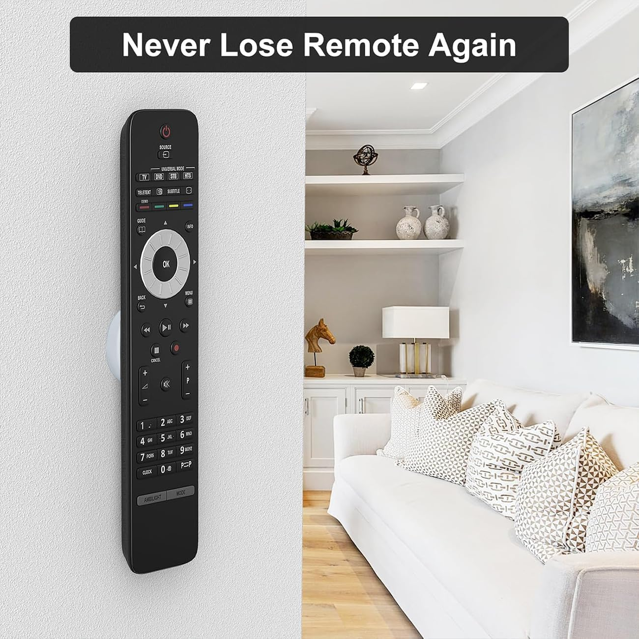 Magnetic Remote Control Holder Wall Mount [Upgraded Super-Strong] Multi-Purpose Magnetic Organizer Storage Stand for TV & Appliance Remote, Self-Adhesive No Drilling Mount, Sleek Design,3 Pack image number 5