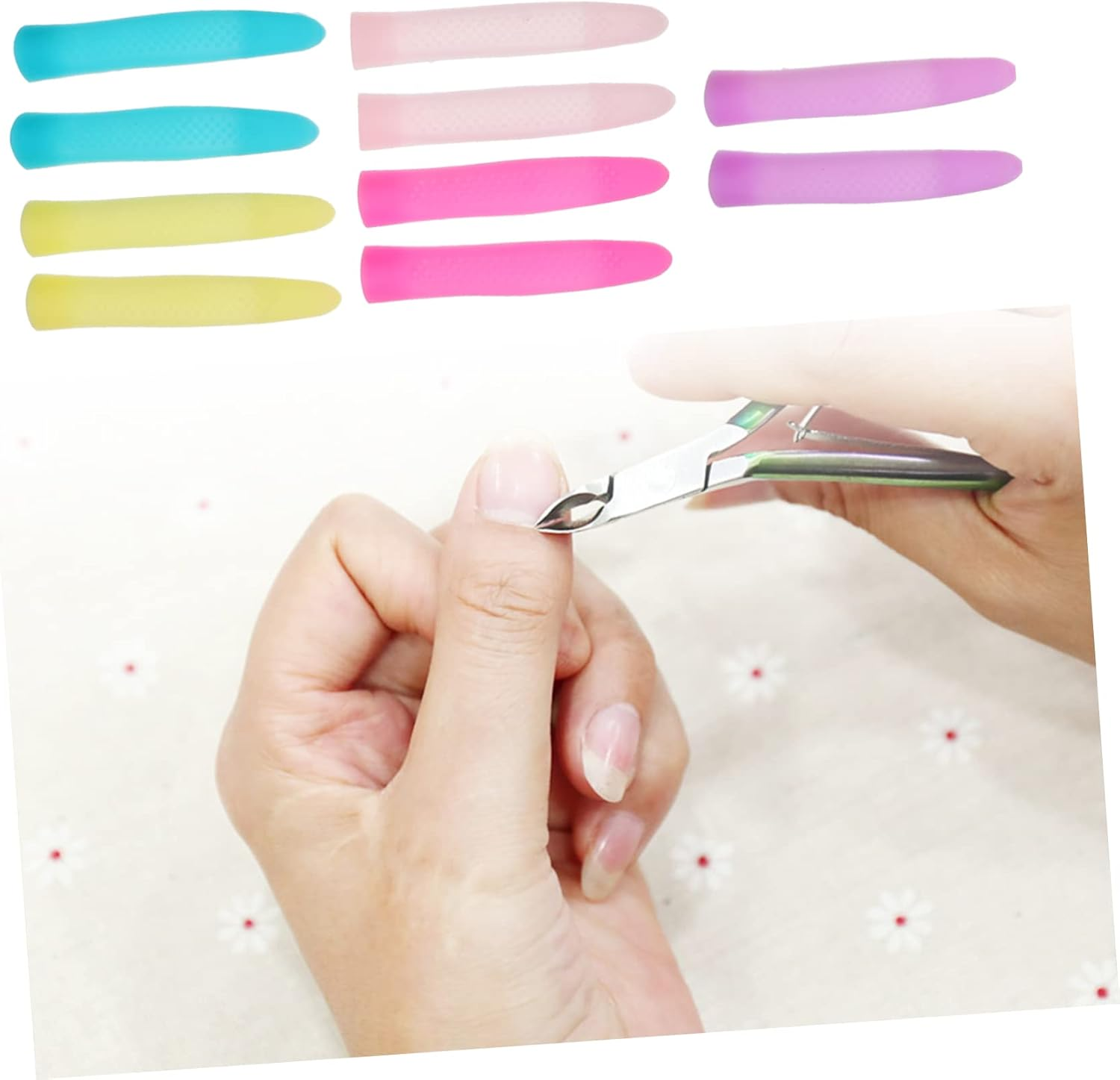 NOLITOY Nail Cuticle Scissors Handle Sleeves Slip Silicone Covers for Comfortable Grip and Portability Random Color image number 6