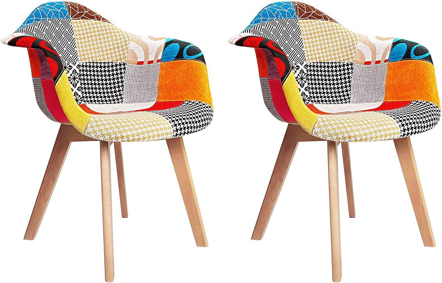 Artiss Dining Chairs Set of 2 Vintage Retro Esright Chair Nursing Seats Reading Seating Home Living Room Bedroom Kitchen Cafe Office Furniture, Polyester Fabric, in 46Cm Seat Height image number 2