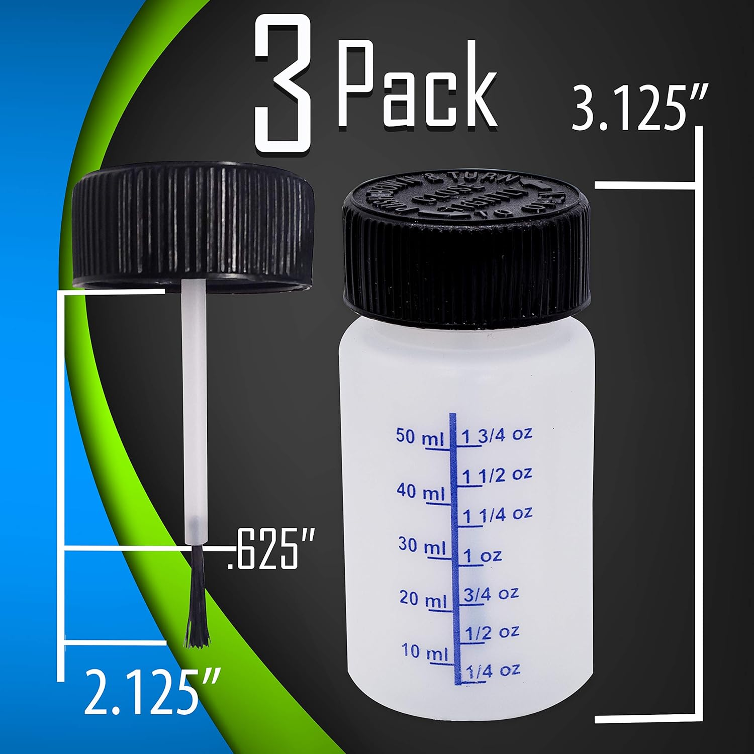 Upper Midland Products Paint Touch up Bottles with Brush, Mixing Ball, Applicator Touchup Leftover Paint Reusable Container Bottle Kit 3 Pack, Clear (PNTBTL3PK) image number 4