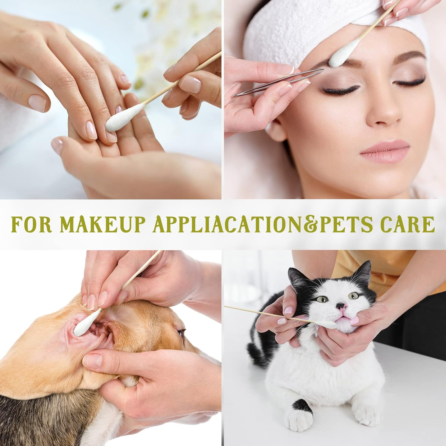 Zhehao 300 Pcs 8 Inch Large Cotton Swabs with Bamboo Handle Oversized Extra Long Cotton Tipped Applicators with Large 1/2" Diameter Ear Swabs for Wound Cleaning, Makeup image number 3