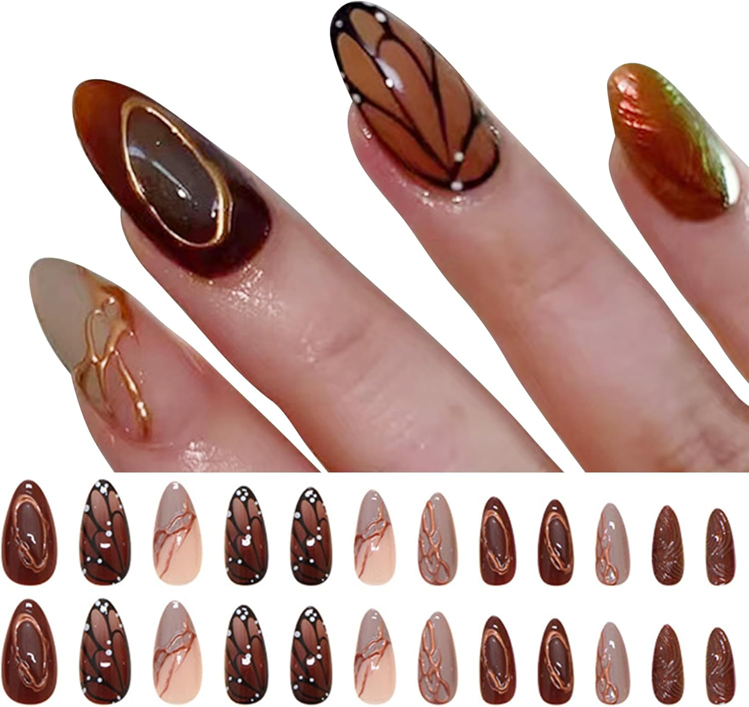 Women&rsquo;S Press on Nails with Glue &ndash; 24PCS Full Cover Fake Nail Tips Set, DIY Nails Art Decoration for Women