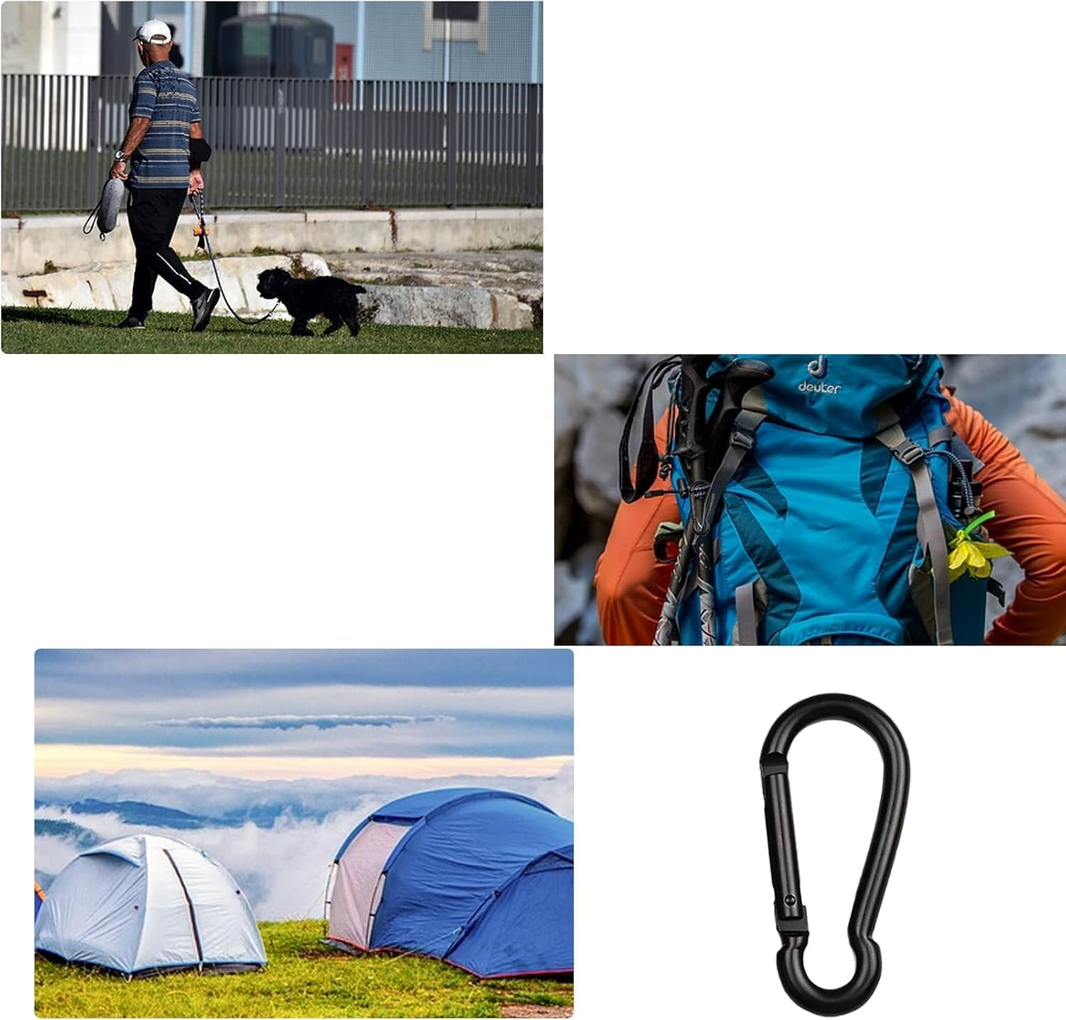 12 Pcs Small Carabiner Clip Snap Hook Black Quick Link Clip Keychain for Keychain, Ropes, Pet Chains, Hammock, Backpack, Swing