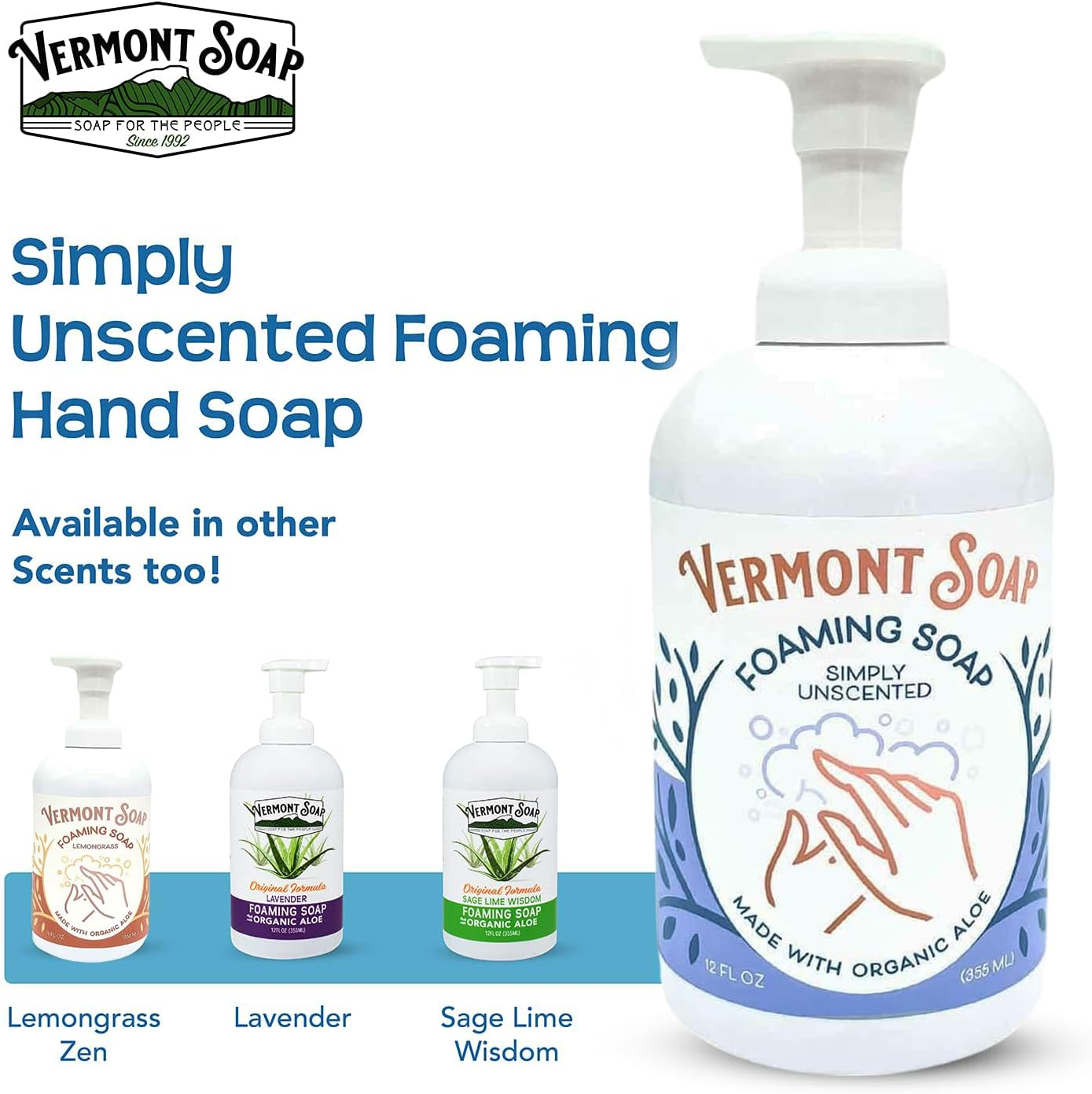 Vermont Soap USDA Certified Organic Simply Unscented Foaming Hand Soap 12 Oz image number 4