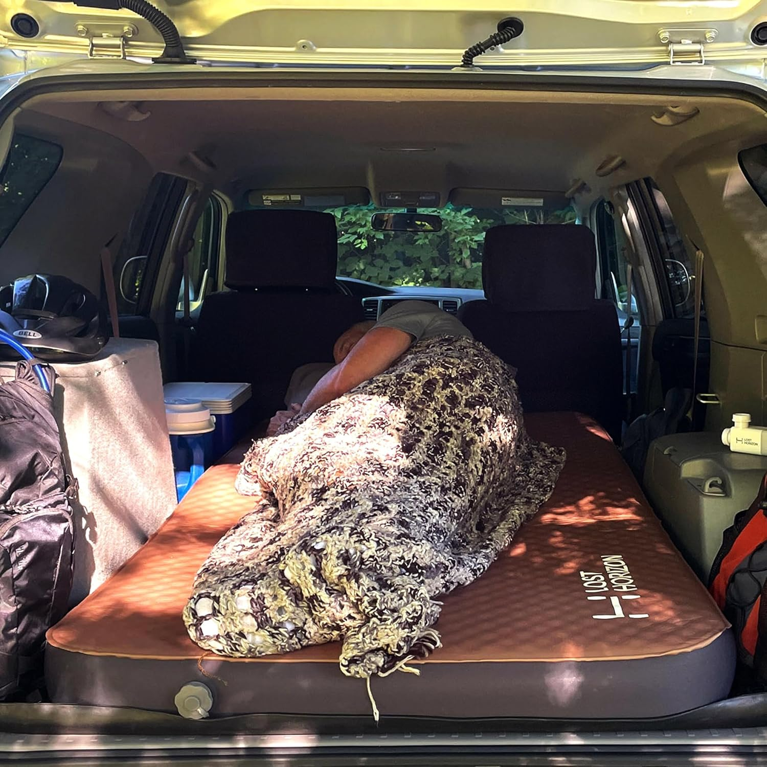 LOSTHORIZON Airsoft 4.5&rdquo; Thick Self Inflating Sleeping Pad with Solid Foam, Camping Mattress with Pump Sack, Portable Roll up Bed, Inflatable Outdoor Mat for Rooftop Tent Car Truck Van, 4 Season image number 2