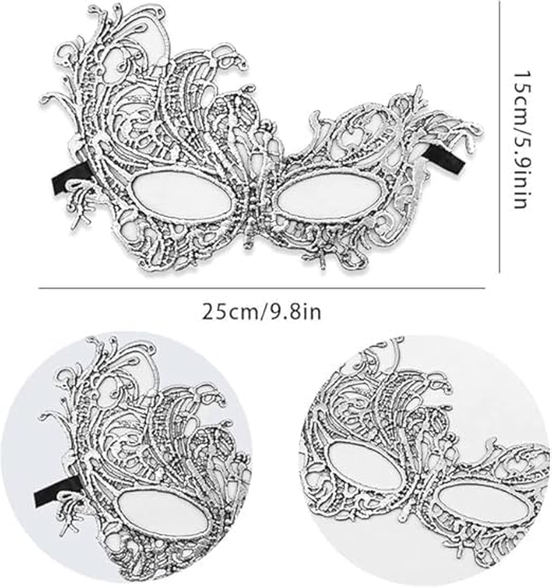4 Pcs Lace Masquerade Masks Mardi Gras Mask Prom Eye Mask Set Costume Party Supplies for Mardi Gras Halloween Anniversary Festival Ball image number 5