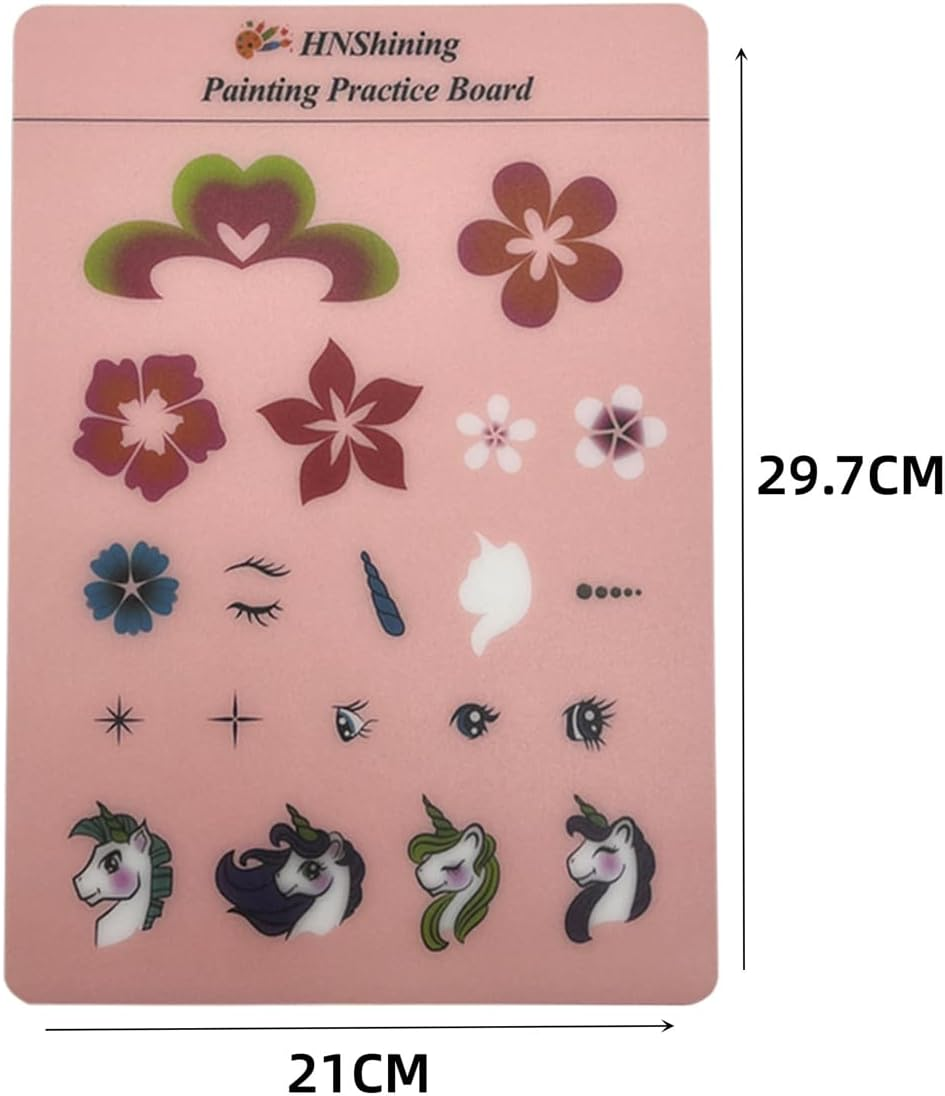 Hnshining Face Painting Practice Board,Body Paint Exercise Board with Various Patterns,Hnshining Reusable Painting Patterns Exercise Template,Painting Skill Practice Sheet