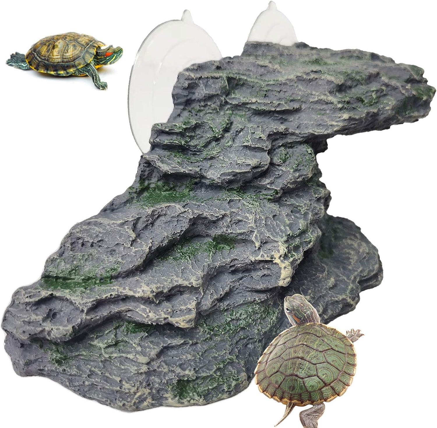Kathson Turtle Basking Platform Baby Tortoise Climbing Ramp Shale Reptiles Dock Resting Terrace Stone Aquarium Ornament Rock Landscaping Decoration for Frogs Newts (Medium Size:8.2&rdquo;Lx3.3&rdquo;Wx3.1&rdquo;H) image number 5