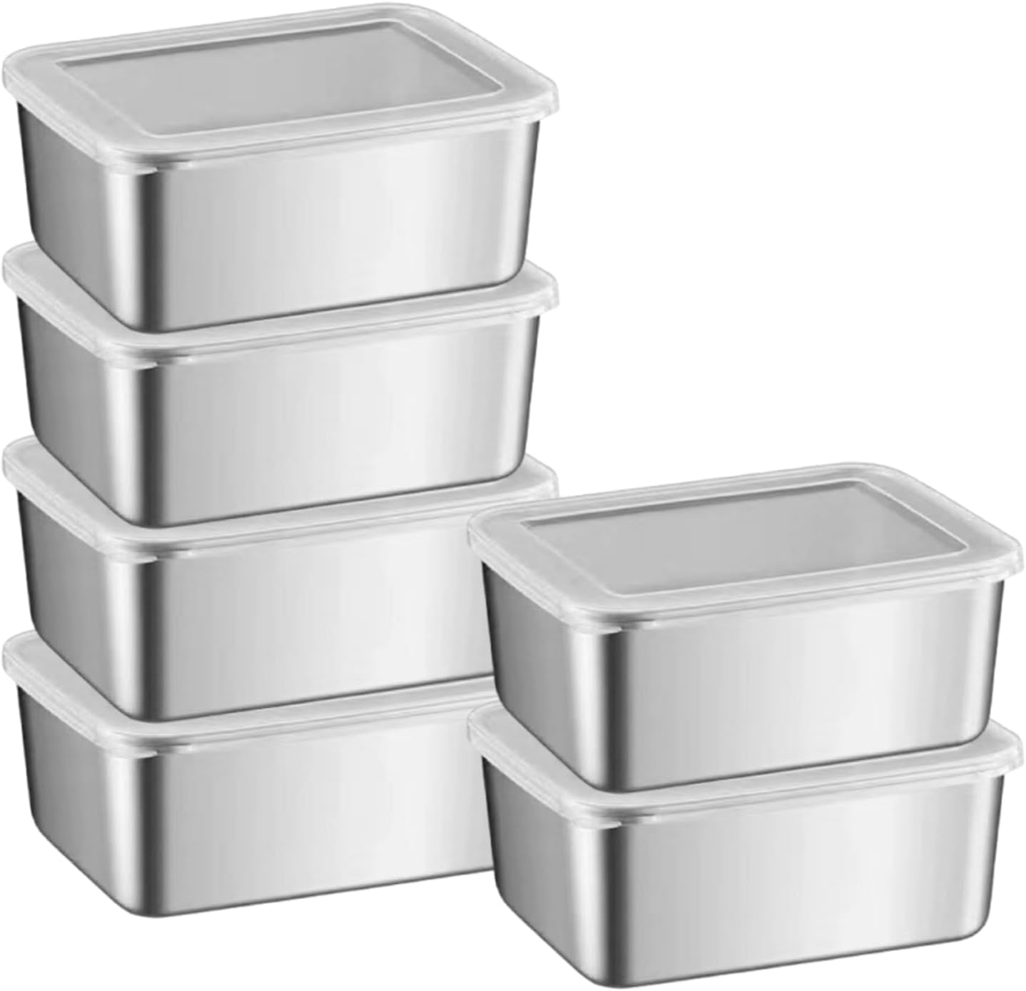 6Pcs Stainless Steel Food Storage Containers with Leak Proof Plastic Lids 500Ml Reusable Containers for Oven Freezer Dishwasher Safe