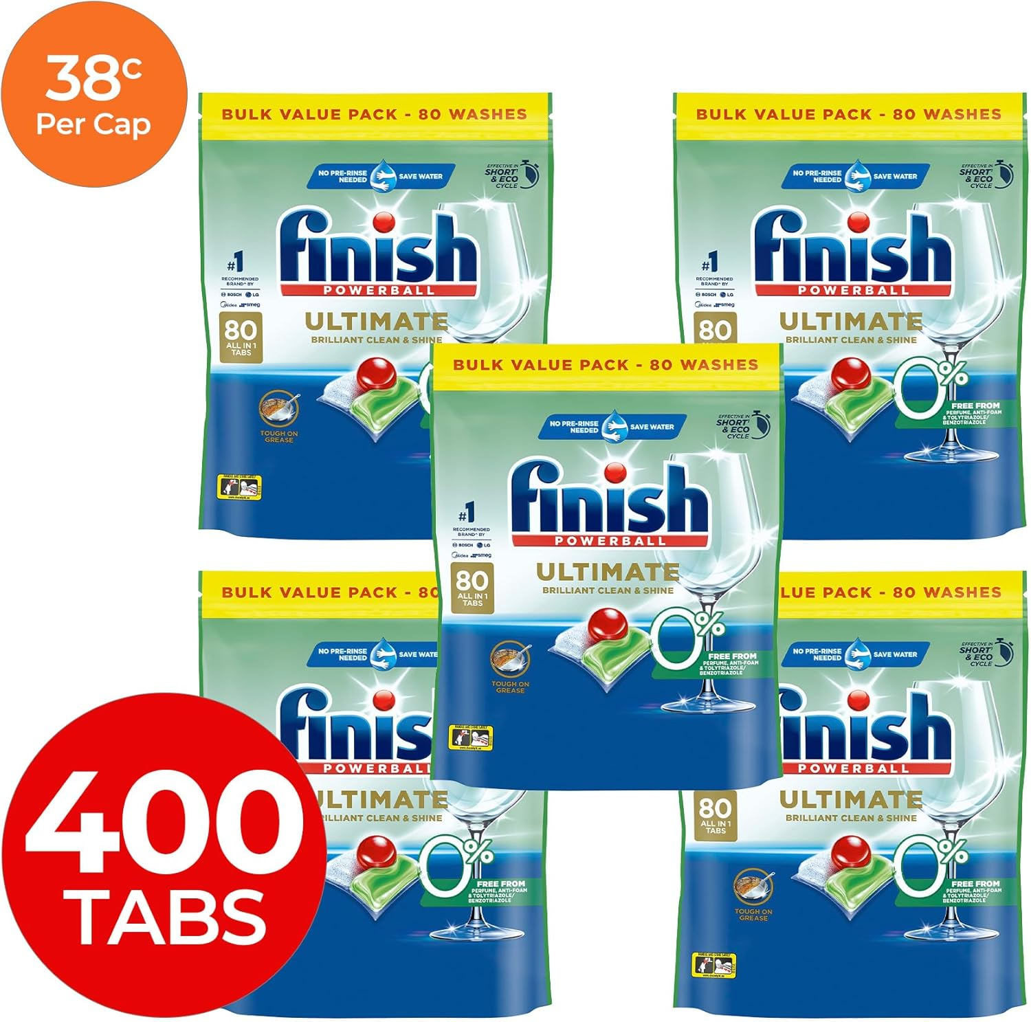 Finish POWERBALL Ultimate 0% Free 400 Tablets (80 X5) image number 1