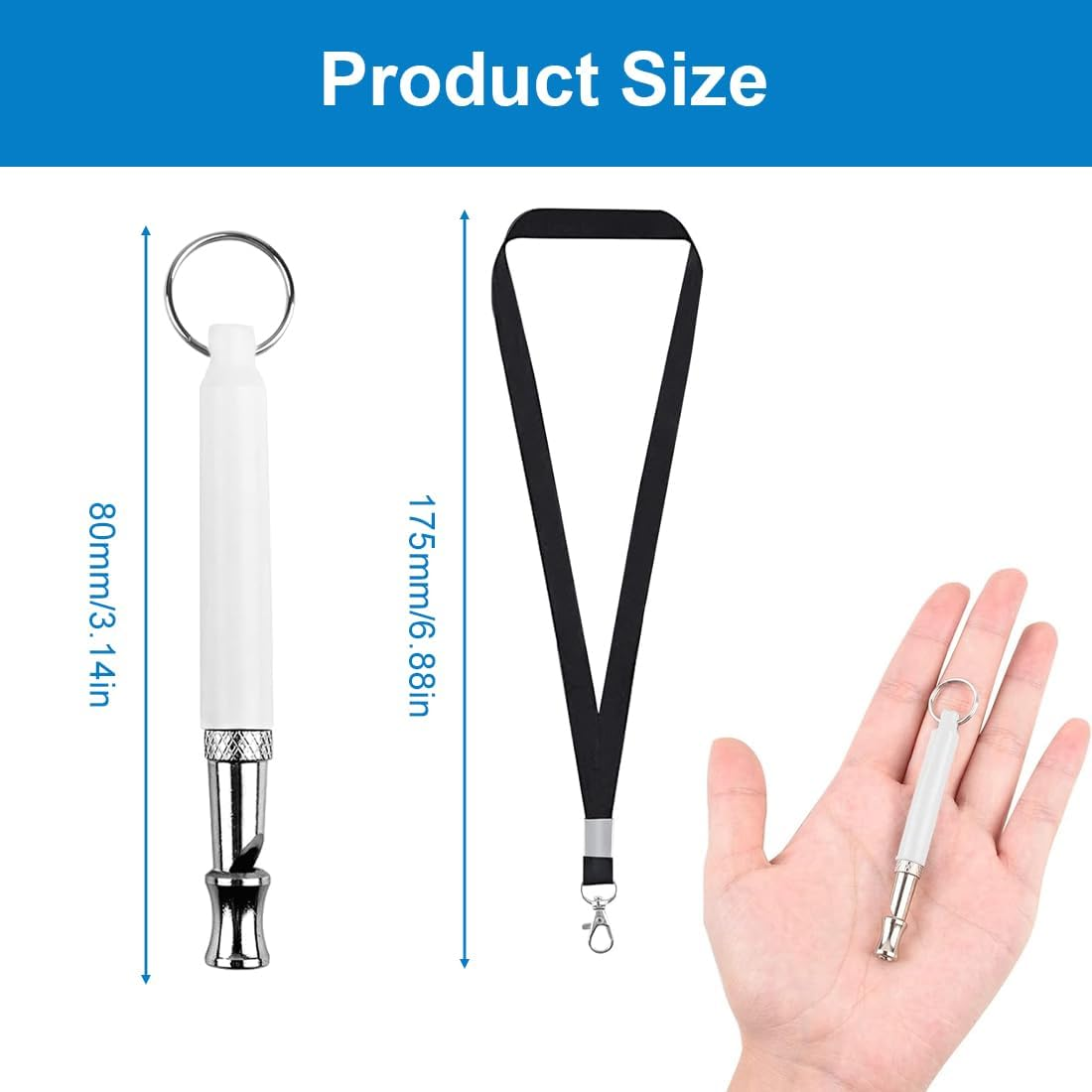 Pack of 2 Dog Whistles, Professional Ultrasonic Whistle, Ultrasonic Dog Whistle, Dog Whistle with Lanyard, Adjustable High Frequency Dog Accessories, for Stop Barking and Dog Training image number 5