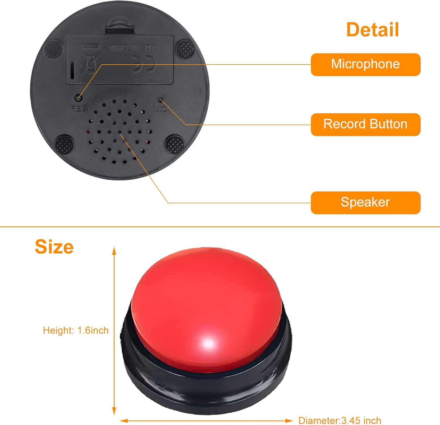 TNSLAND Dog Buzzers with Recording Function, Pack of 4, Dog Training Bell, Pet Interaction Toy, Small Breeds image number 3