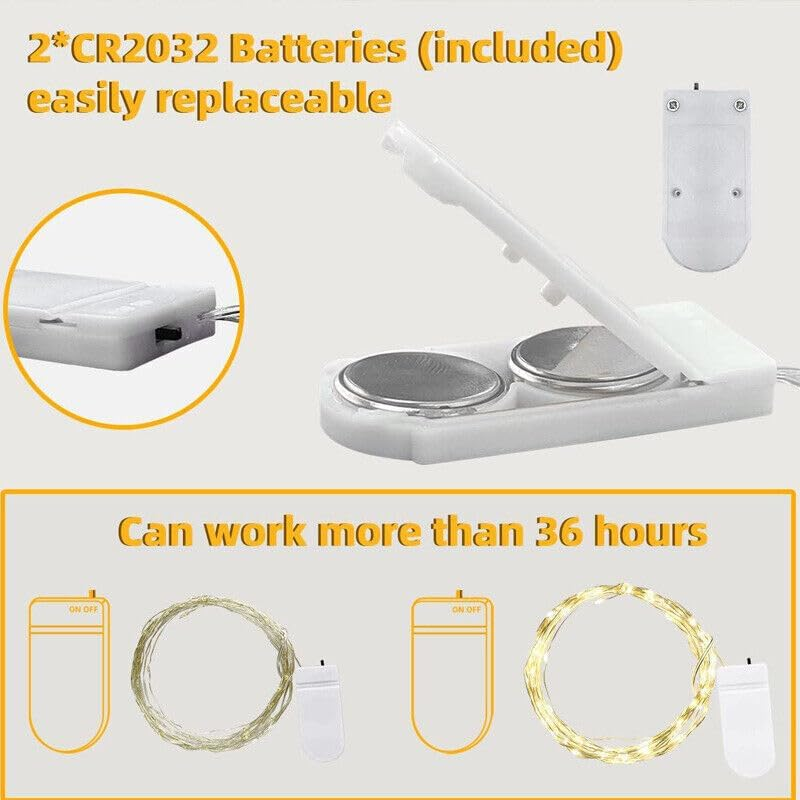 FIME. 12 Pack Fairy Lights Battery Operated, Fairy Lights for Bedroom,7 Feet 20 Led Lights Waterproof Festoon String Light Indoor, Jar Lights for Party Wedding Home D&eacute;cor Dorm Room (Warm White) image number 5