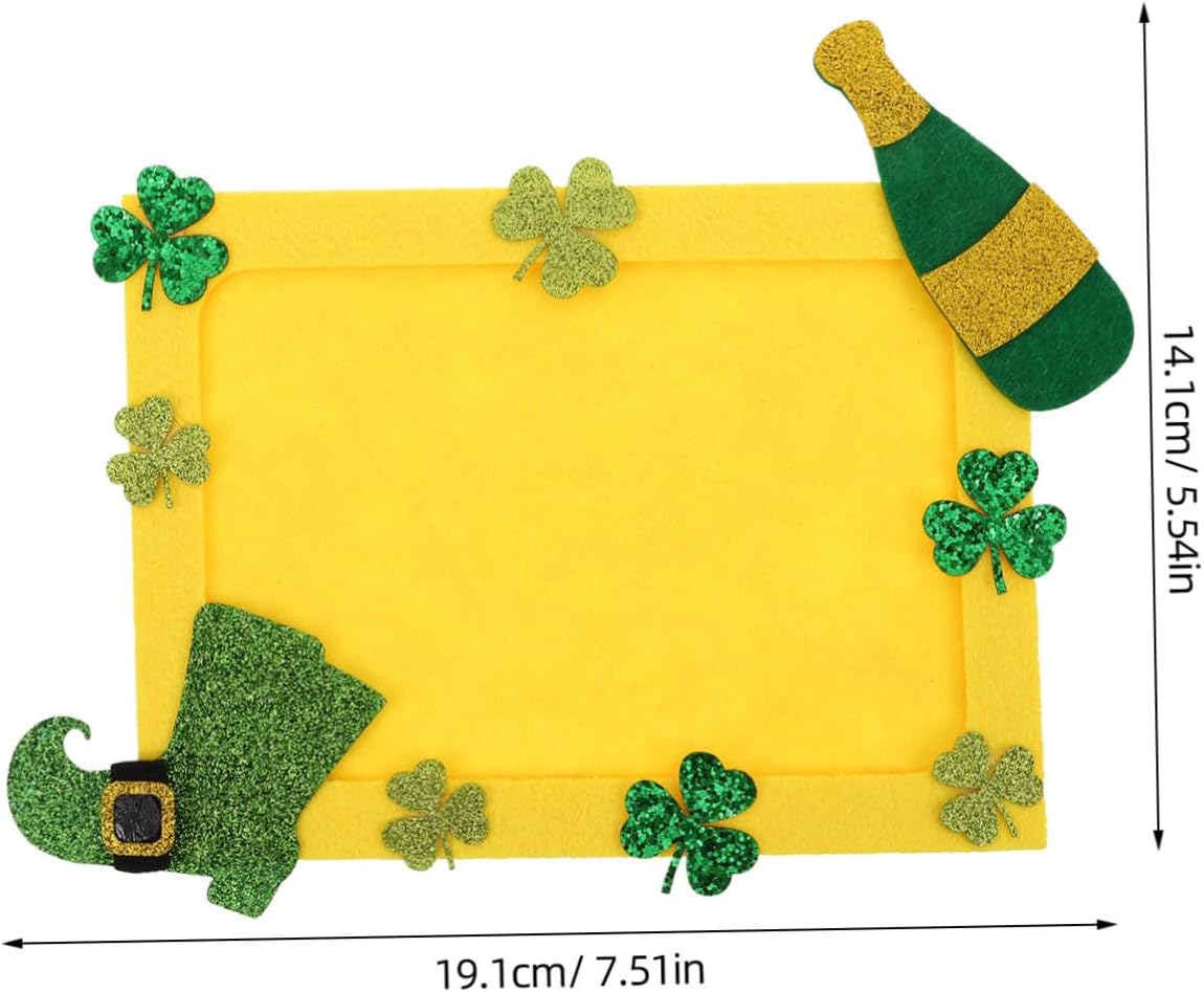 Milisten Patrick'S Day Photo Frame Green Shamrock Design Unfinished Nonwoven Craft for Home Decor Easy to Assemble Holiday Decoration for Celebrating Patrick'S Day image number 4