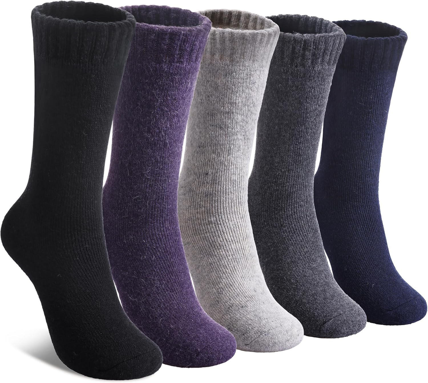Wool Socks for Women Winter Warm Hiking Thick Warm Cozy Boot Socks 5 Pairs