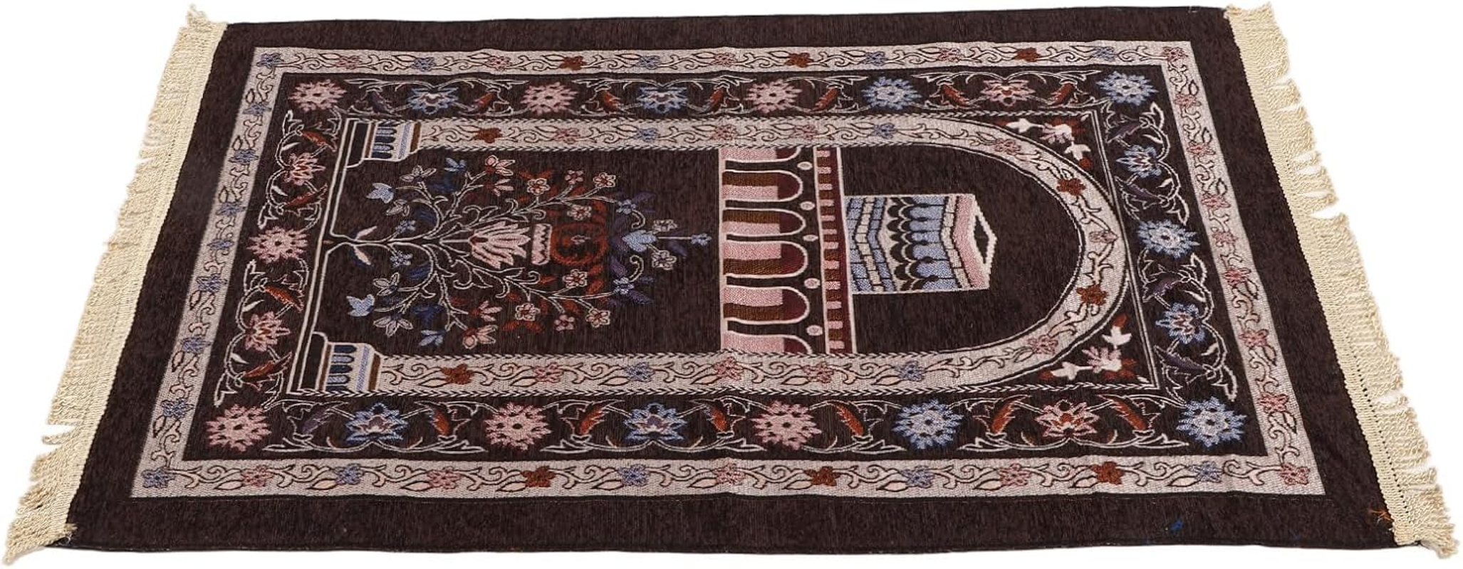 Prayer Rug, Multipurpose Prayer Mat Exquisite Tassel Thick Ethnic Style for Bedrooms for Offices (Deep Coffee Color) - Deep Coffee Color image number 4