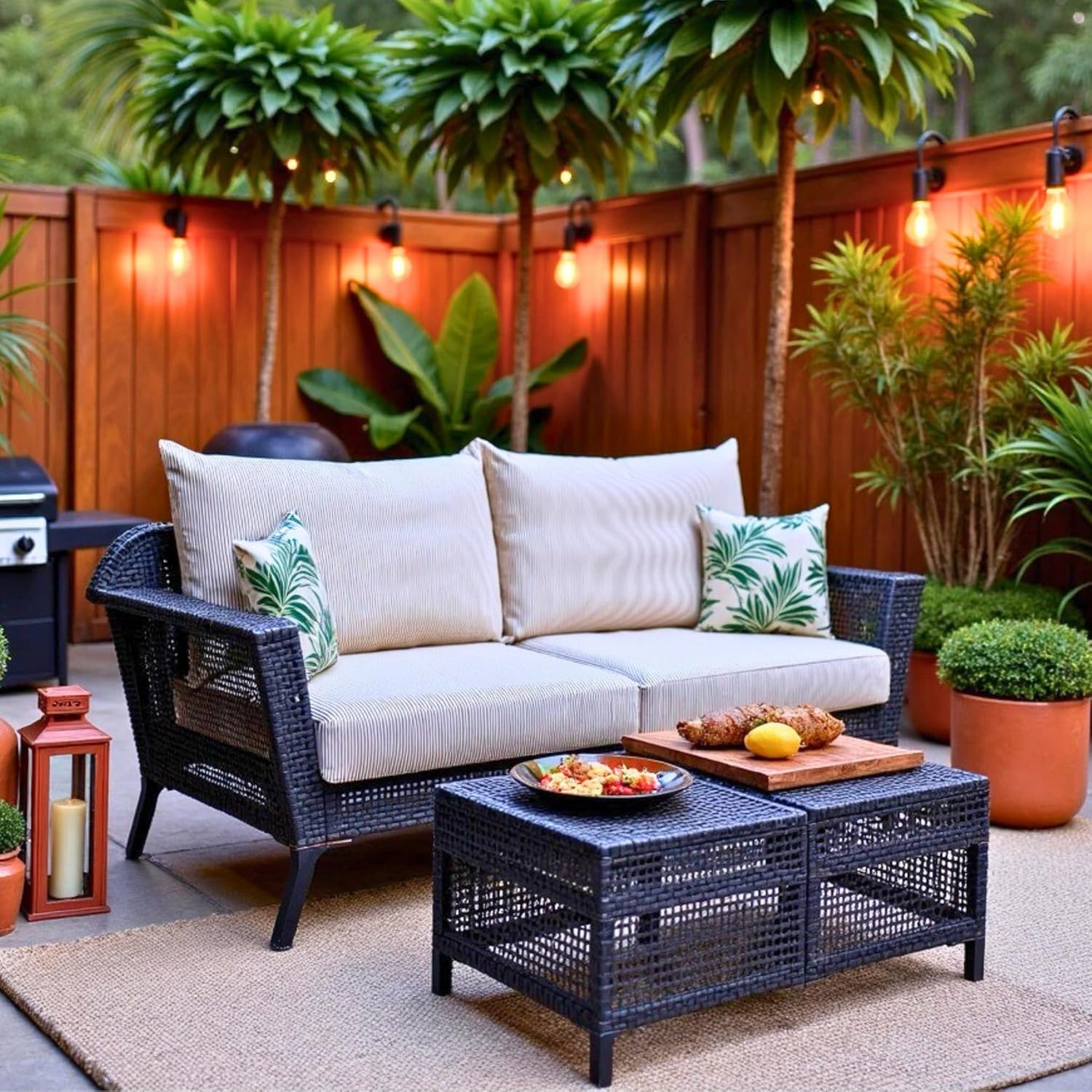 Rockin Cushions Outdoor Slip Covers | Beige Stripe | Compatible with IKEA Arholma Kuddarna Cushions | Includes 2 Arholma Pillow Covers and 2 Arholma Seat Covers - Set of 4 image number 5