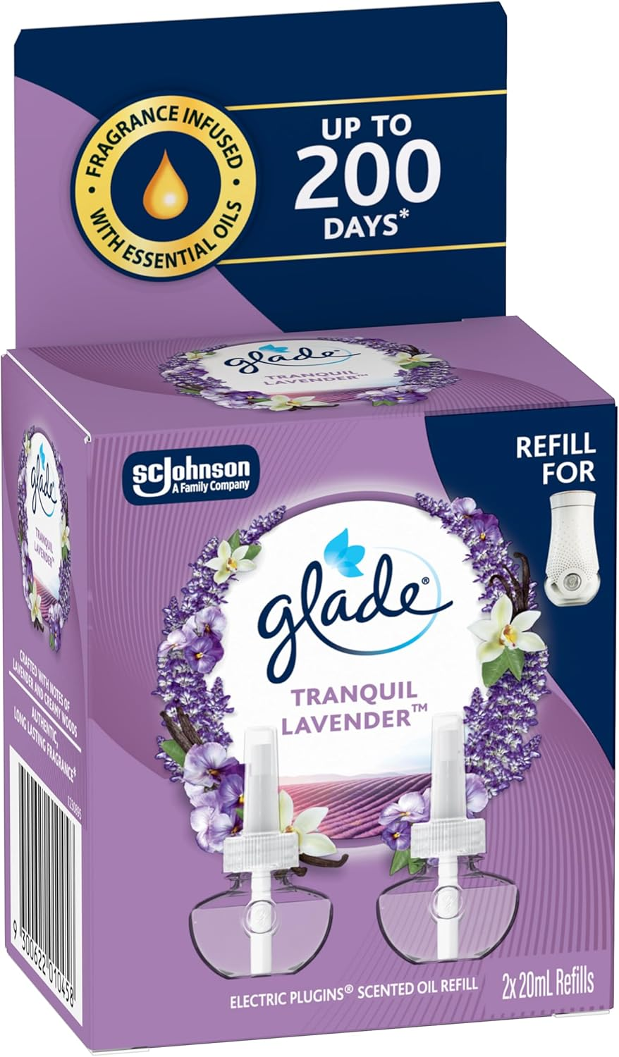Glade Plugin Scented Oil Refill Tranquil Lavender 2X20Ml &ndash; Soothing Aroma, up to 200 Days of Fragrance image number 1