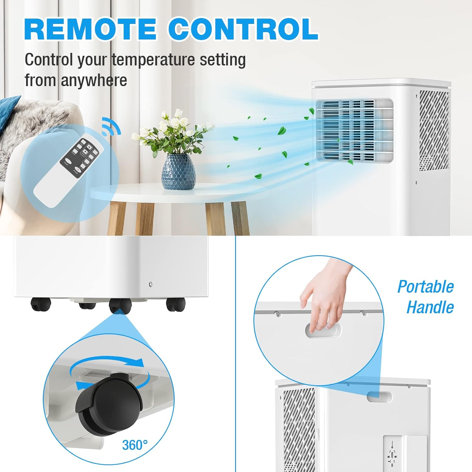 Advwin 9000BTU Portable Air Conditioner, 2.5Kw Portable AC Unit with Cooling, Dehumidifier & Fan, 4-In-1 Air Cooler W/Window Mount Kit for 20-25㎡ Rooms image number 3