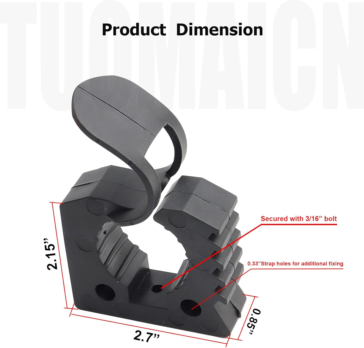 Pikioraz 2 Pack Shovel Mount, Rubber Clamp Grip for 1-1/7" to 1-4/9" Diameter Tools and Equipment Used on Off-Road Vehicle, SUV UTV ATV, RV Van, Pickup Trucks, Utility Trailers image number 1