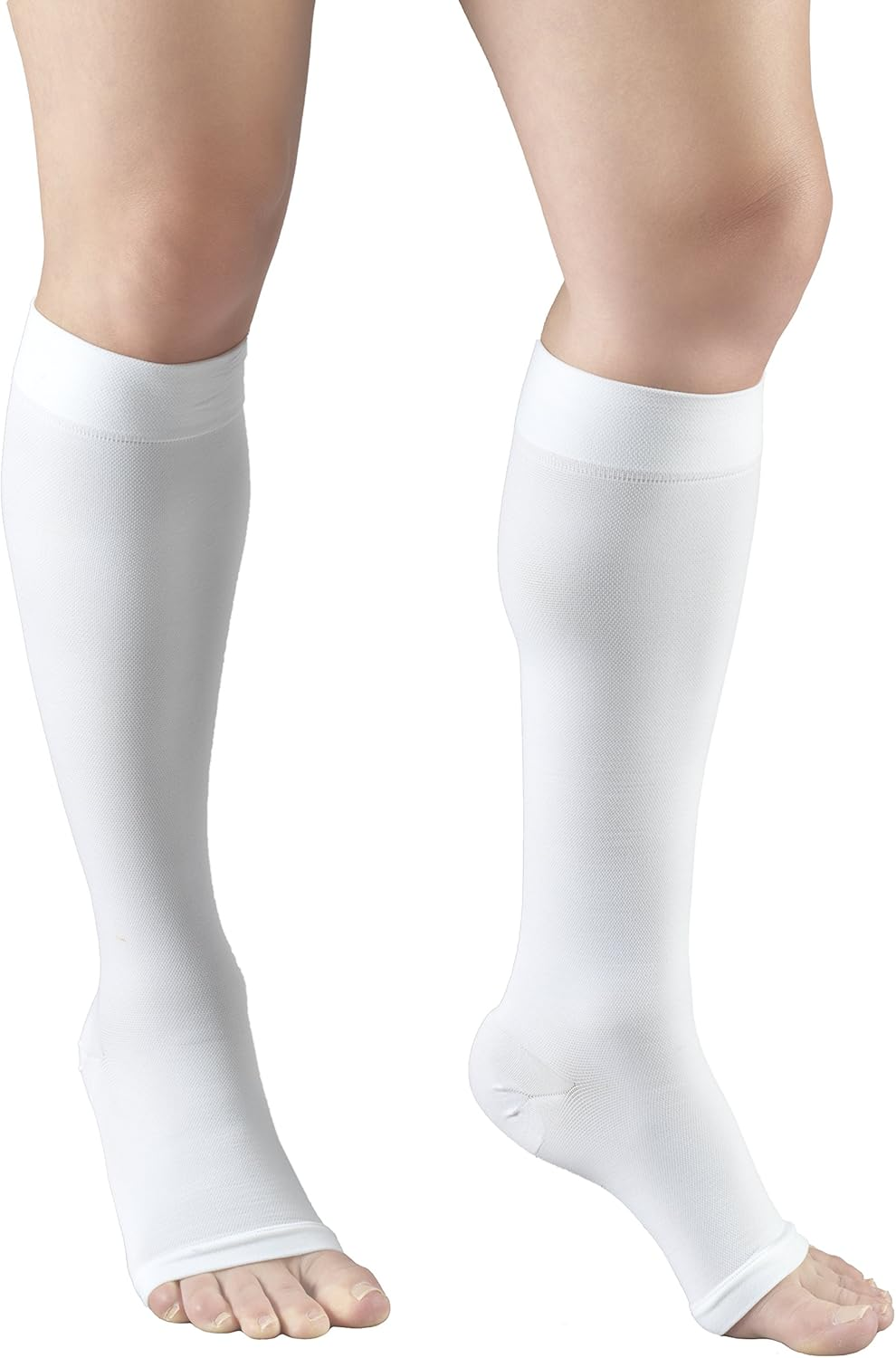 Truform 20-30 Mmhg Compression Stocking for Men and Women, Knee High Length, Open Toe, White, Medium image number 2