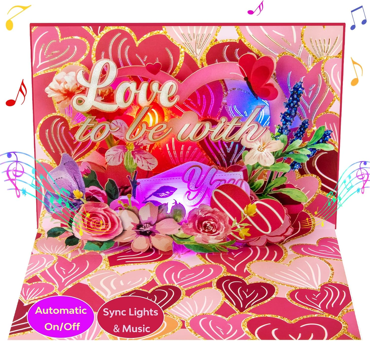 Musical 3D Birthday Cake Pop-Up Card with LED Lights and Music &ndash; Happy Birthday Card with Fireworks and Balloons &ndash; for Kids, Adults, Friends, and Family &ndash; Birthday Gift with Envelope and Notecard