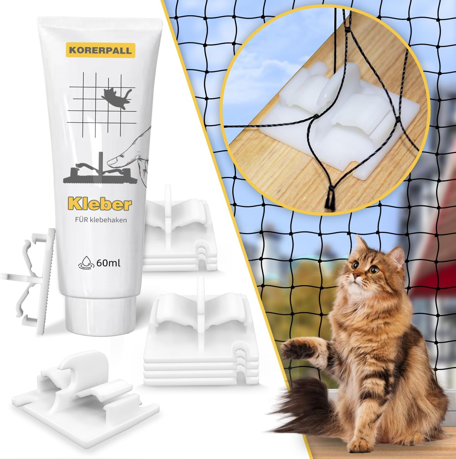 Suitable for Cat Net Balcony, Cat Net for Balcony, No Drilling (White, Pack of 50) image number 2