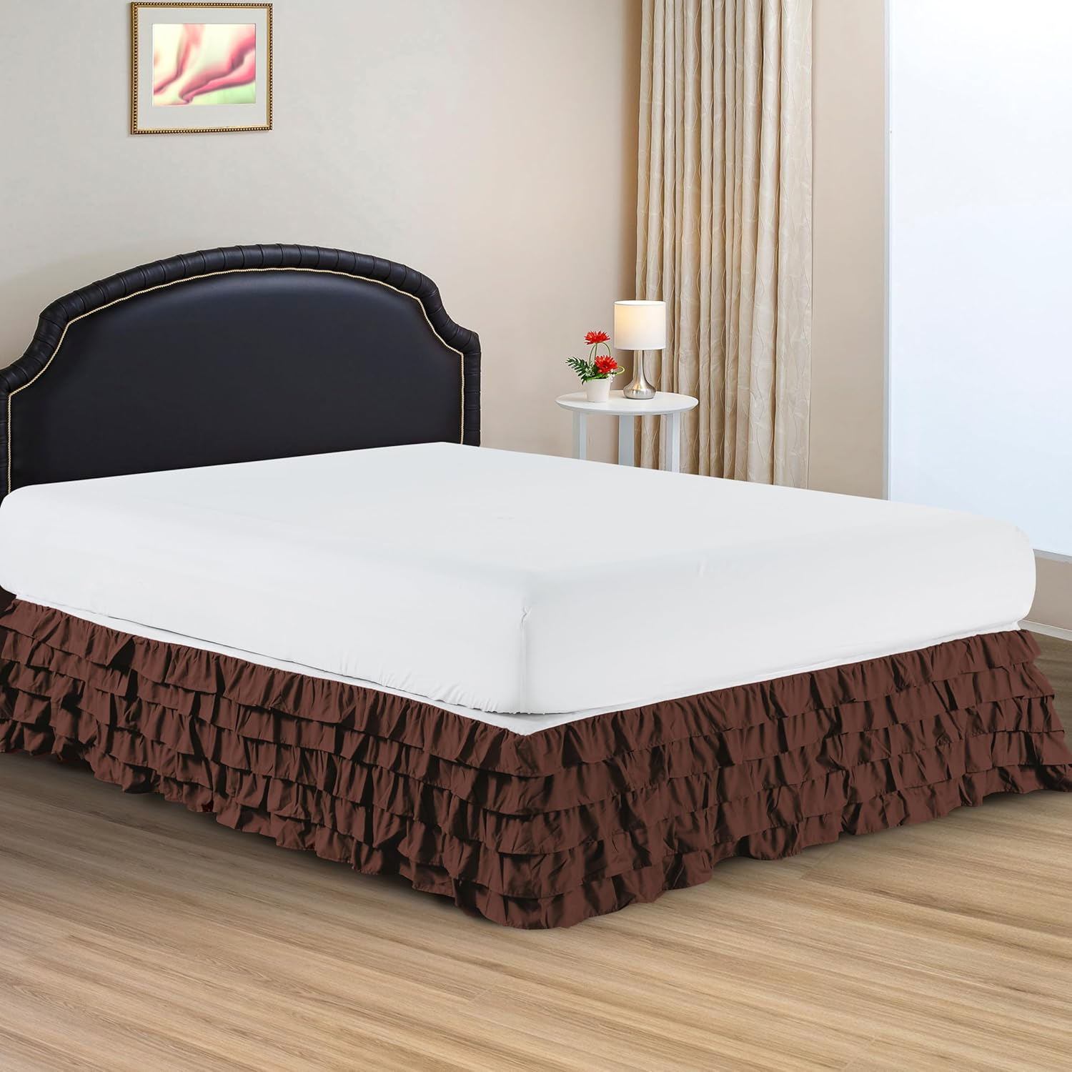 Elegant Comfort Luxurious Premium Quality 1500 Premier Wrinkle and Fade Resistant Hotel Quality Microfiber Multi-Ruffle Bed Skirt - 13Inch Drop, Twin, White