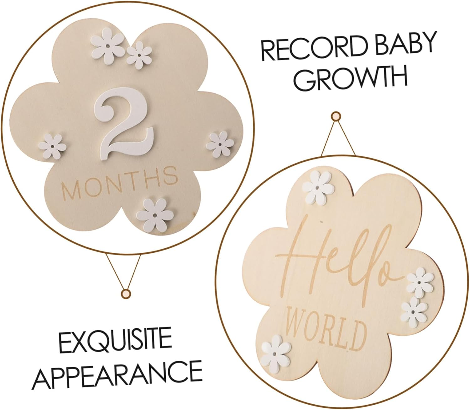 2Pcs Milestone Toys Wood Milestone Discs Wood Circles for Monthly Growth Record Photo Props image number 6