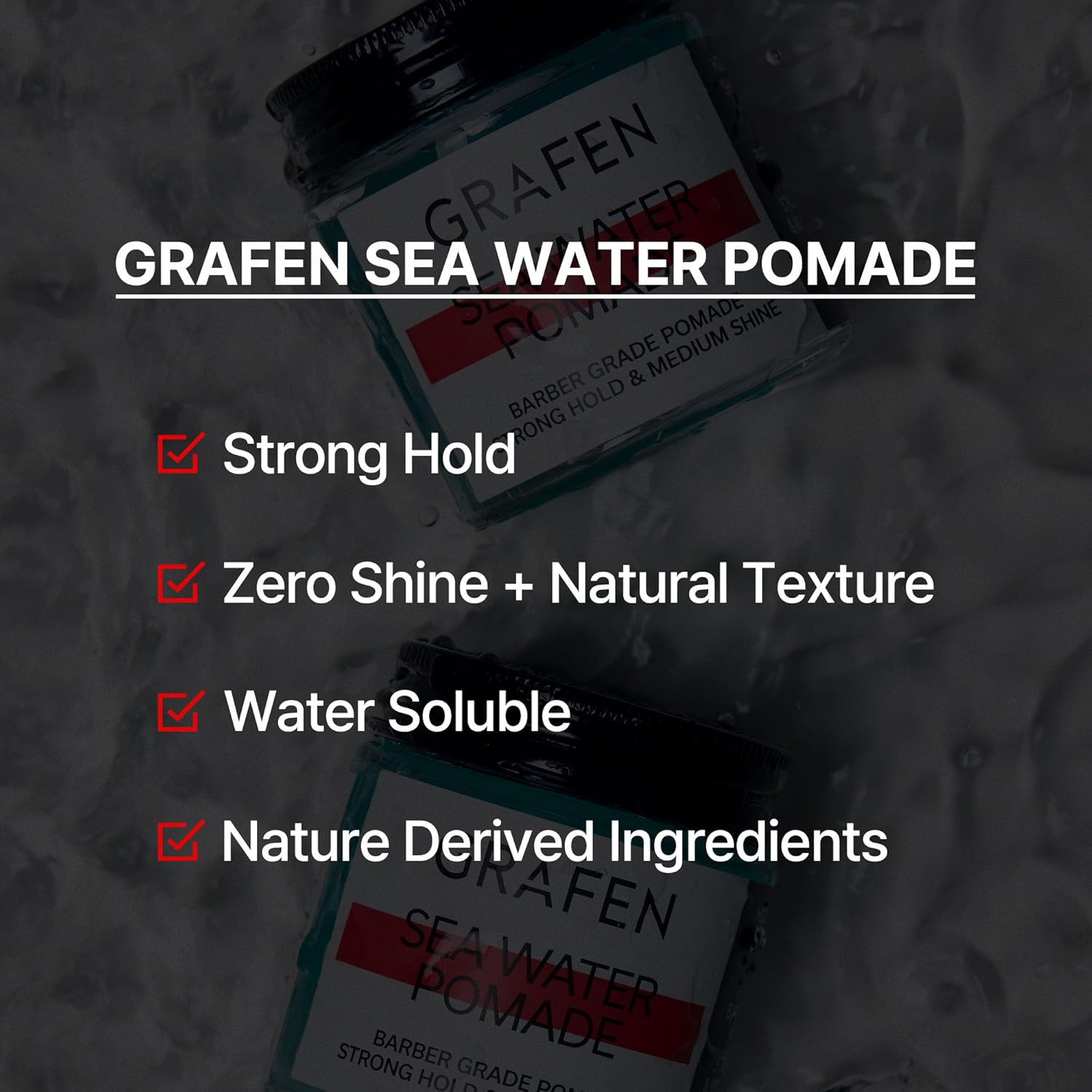 GRAFEN Sea Water Pomade Cream 3.52 Oz for Man & Boy, Strong Styling for Very Thick Hair Type, Hold Original Style by Night, Men & Boys Be Groomer, Perfume Hair Hard Wax, Scent of Sea, Strong and Firm image number 1