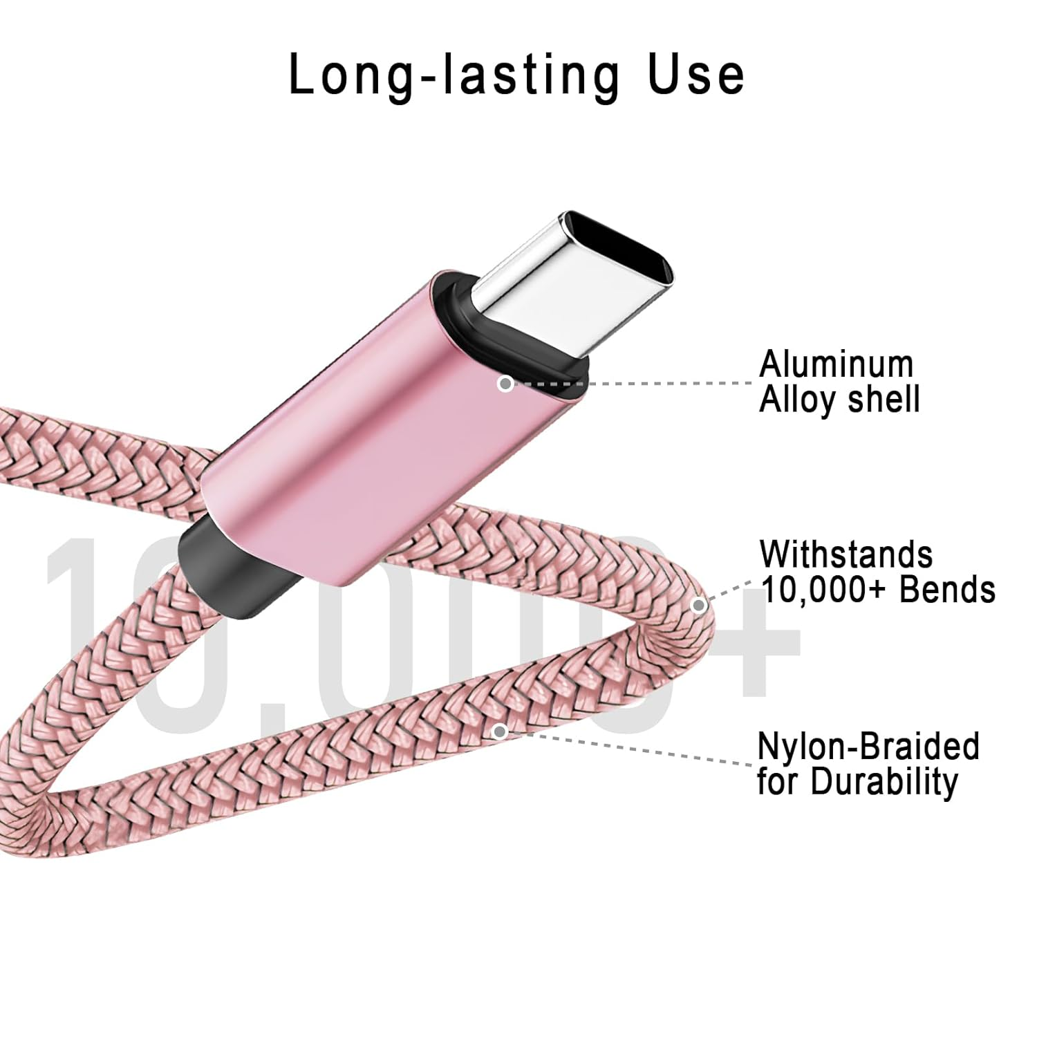 USB Charger Cable 2M/6.6 FT USB to USB C Cable,Type C Fast Charging Cord for Apple Iphone 16 15 Pro Max Plus,Ipad Air 4 4Th 5 5Th,Mini 6 6Th,7 7Th Generation Gen,Samsung S25 24 S23 S22,2 Pack Pink image number 2