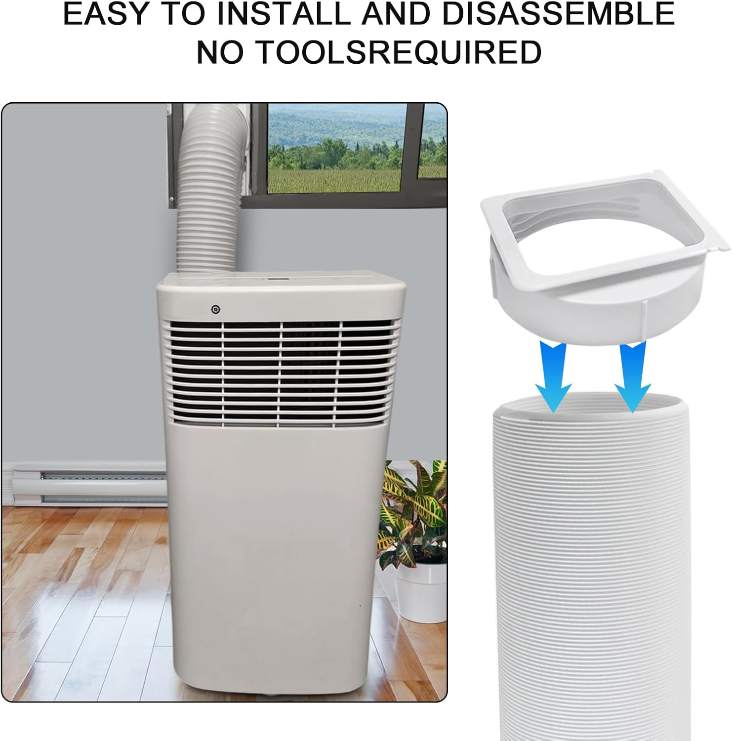 Easybymall 15Cm White ABS Plastic Portable Mobile Air Conditioner Extractor Adapter Hardware Parts image number 4