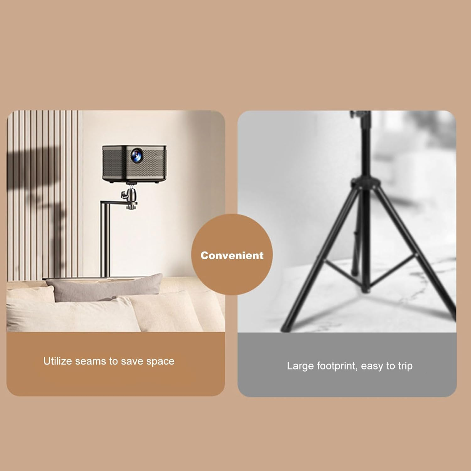 Projector Stand, Adjustable Height 43 to 63 Inches Telescopic Projector Floor Stand with Ball Head Universal Portable Carbon Steel Projectors Support Mounts for Projector, Camera image number 2