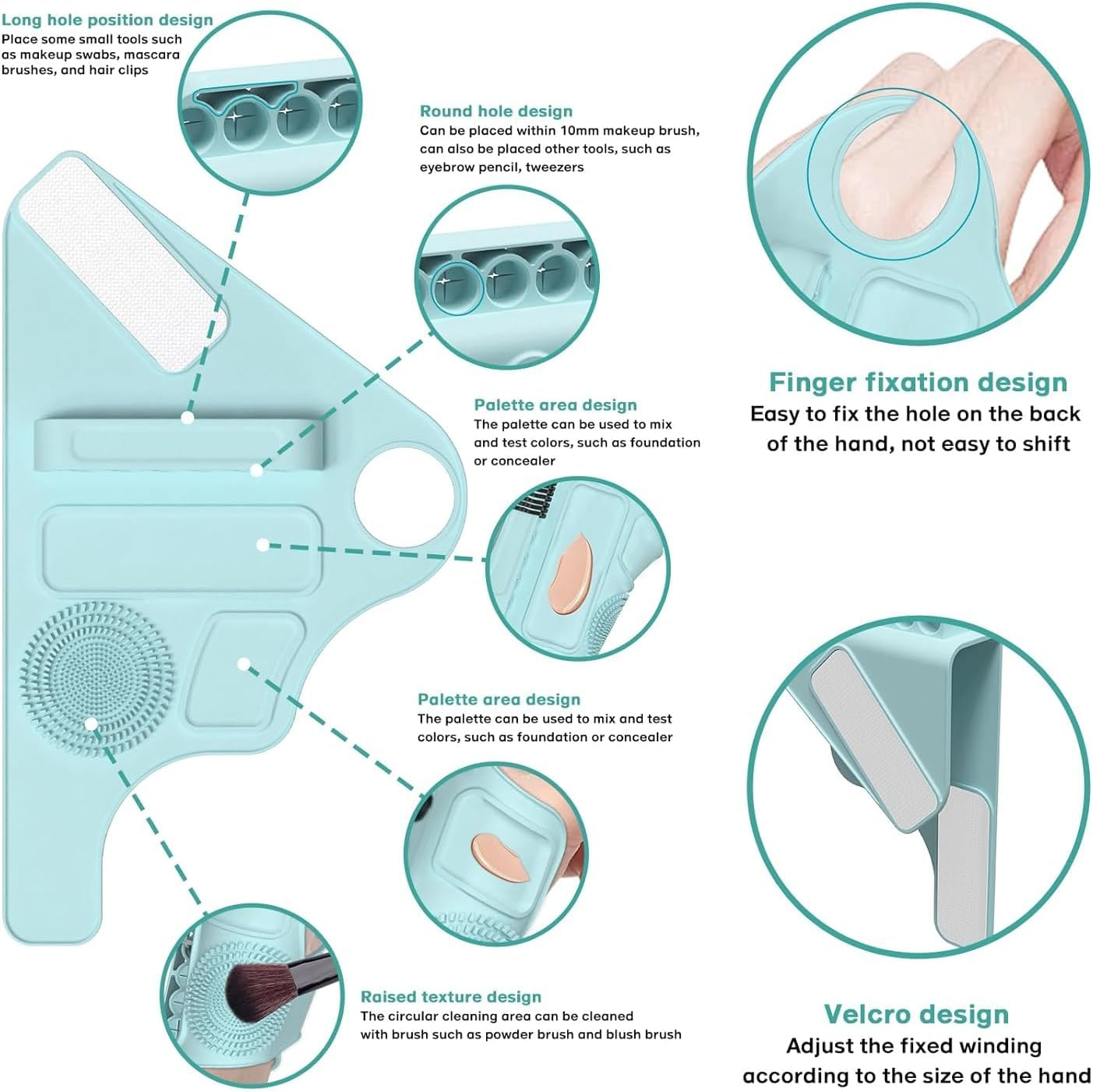 Dannisly Makeup Mixing Palette Wrist Strap,Foldable Makeup Brush Storage Palette,Silicone Hand Wrist Makeup Mixing Tray Draw Assistance Tool for Small to Medium Brush