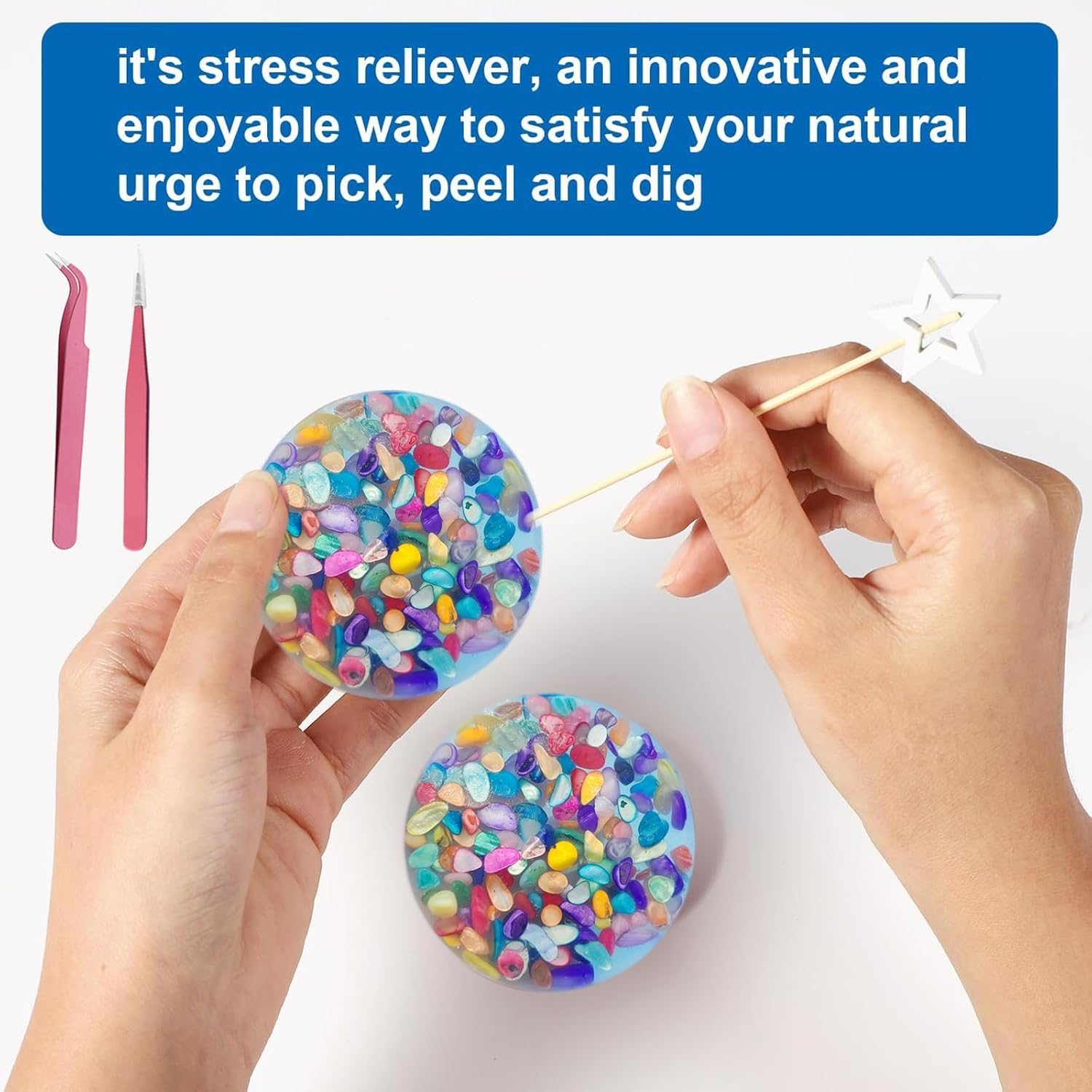 Picky Pad Sensory, Skin Picking Fidget Toys, Picky Pad, Picky Pad Kit, Remeltable Picky Pad, Picky Pad Kit for Adult, Picky Pad Kit with 2 Tipped Tweezers (Round) image number 3